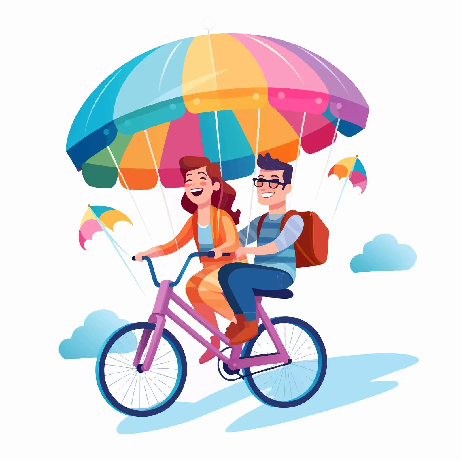 Trendy Couple Riding Tandem Bicycle Vector — free download from Dotvec