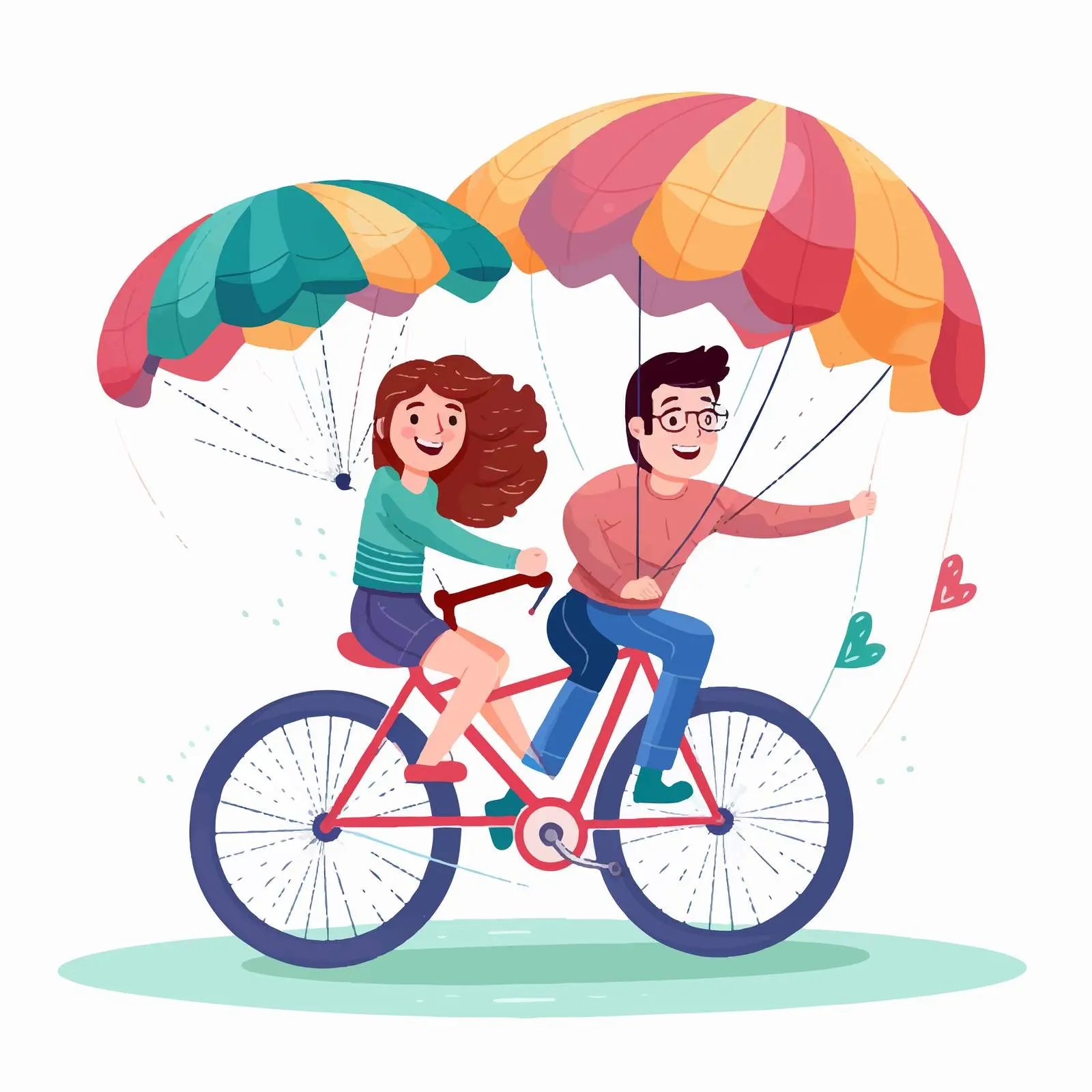 Trendy Couple Riding Tandem Bicycle — free download from Dotvec