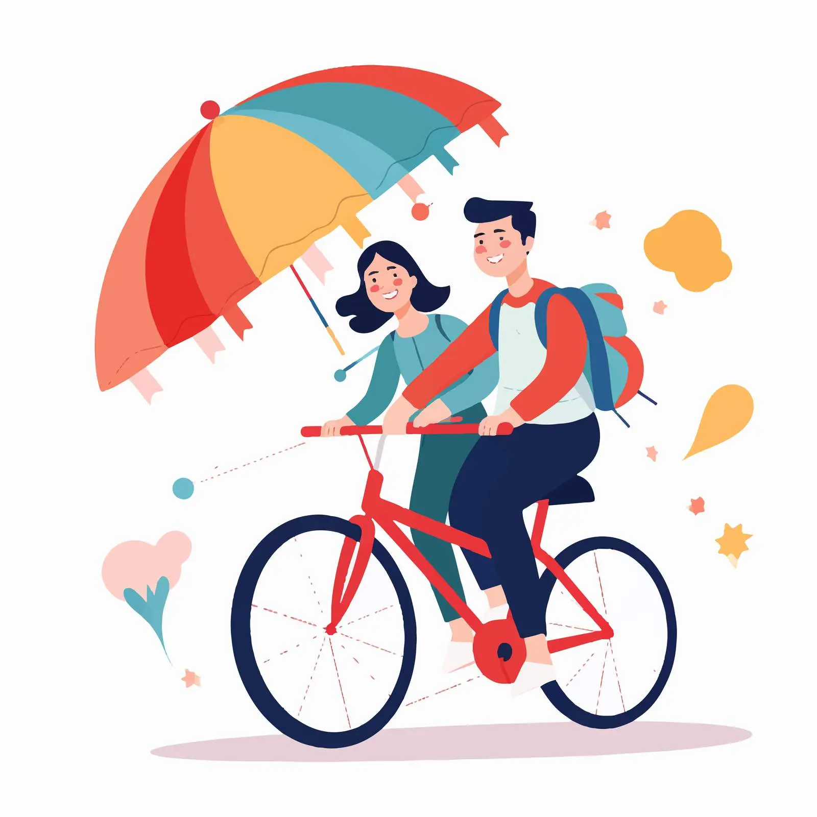 Trendy Couple Riding Tandem Bicycle Together — free download from Dotvec