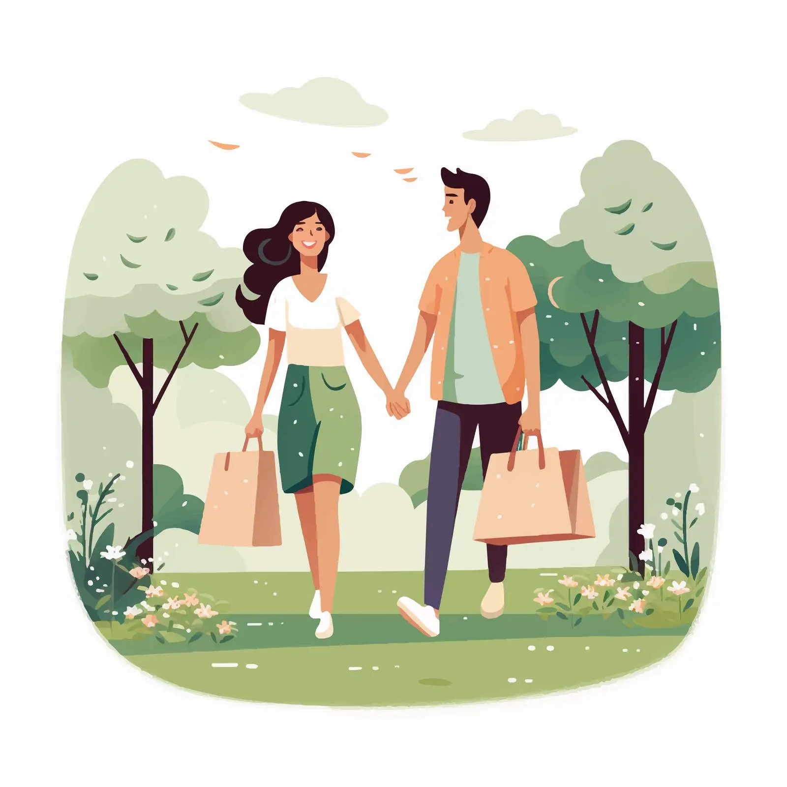Cute Couple Holding Hands in Summer Park — free download from Dotvec