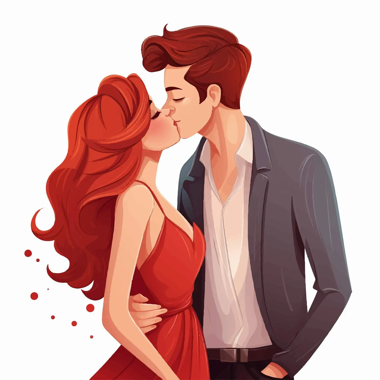 Cute Couple Kissing Cartoon Vector Illustration — free download from Dotvec