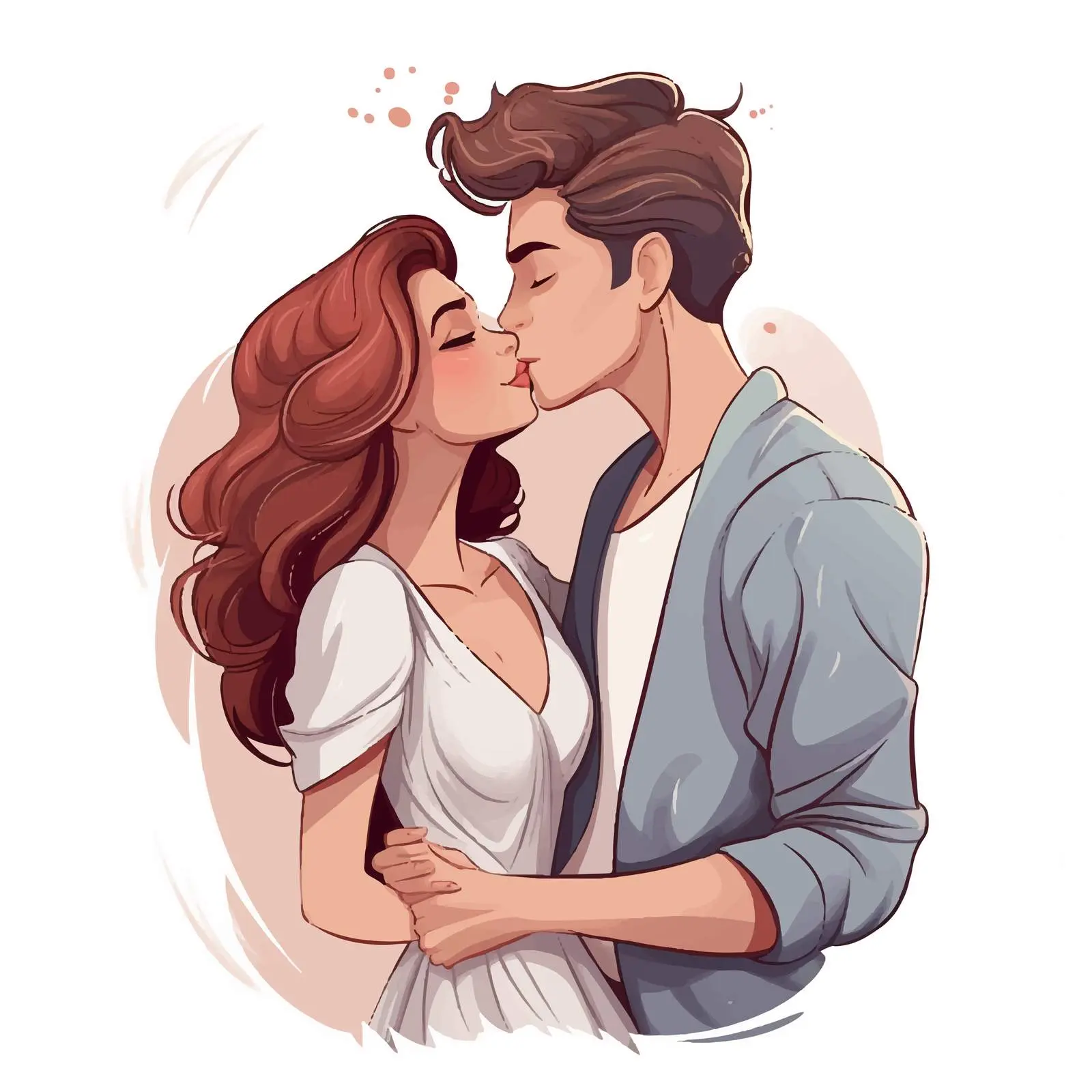 Cute Cartoon Couple in Love Kissing – free couple graphic image from Dotvec