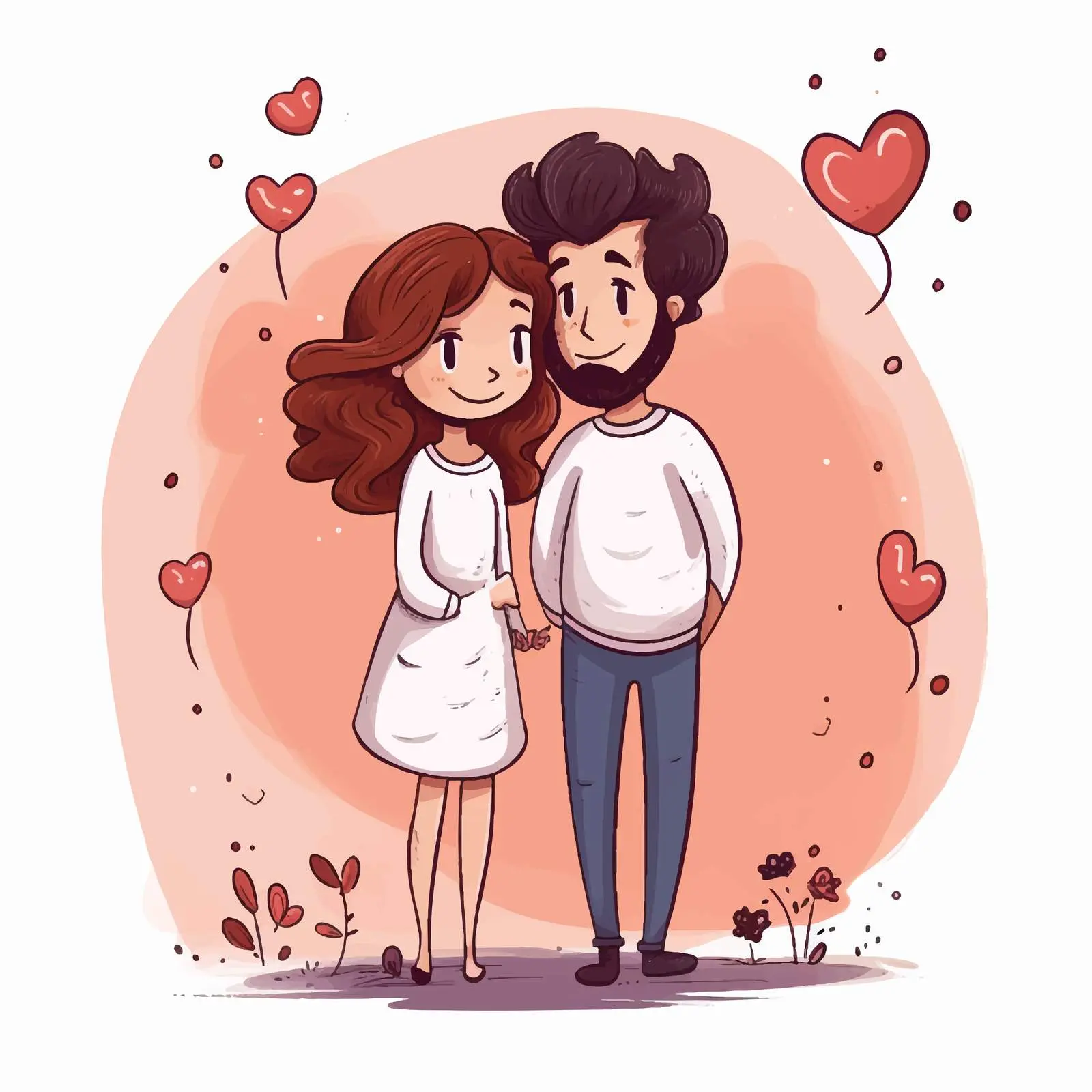 Cute Couple in Love Vector Illustration — free download from Dotvec