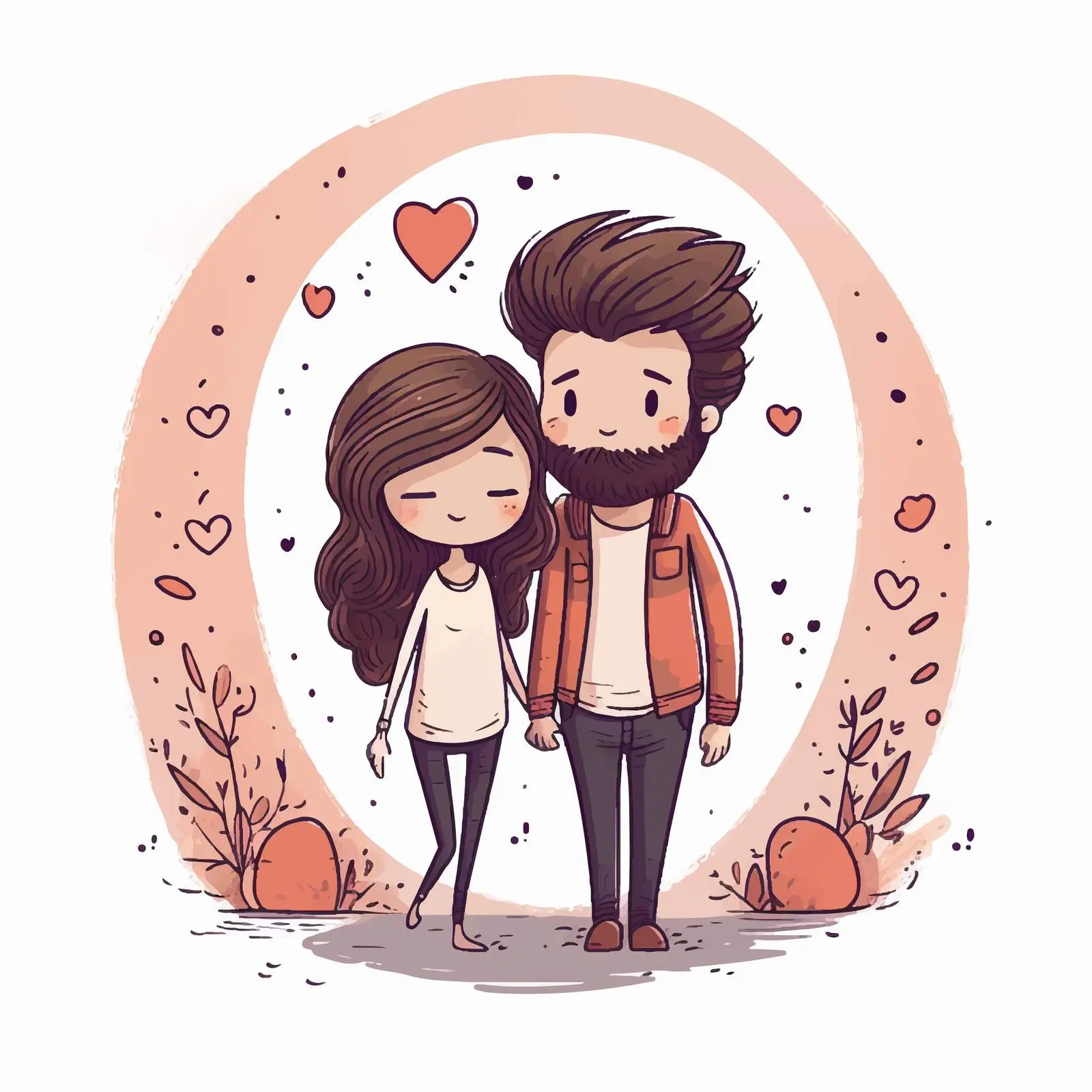 Cute Couple in Love Vector Illustration — free download from Dotvec