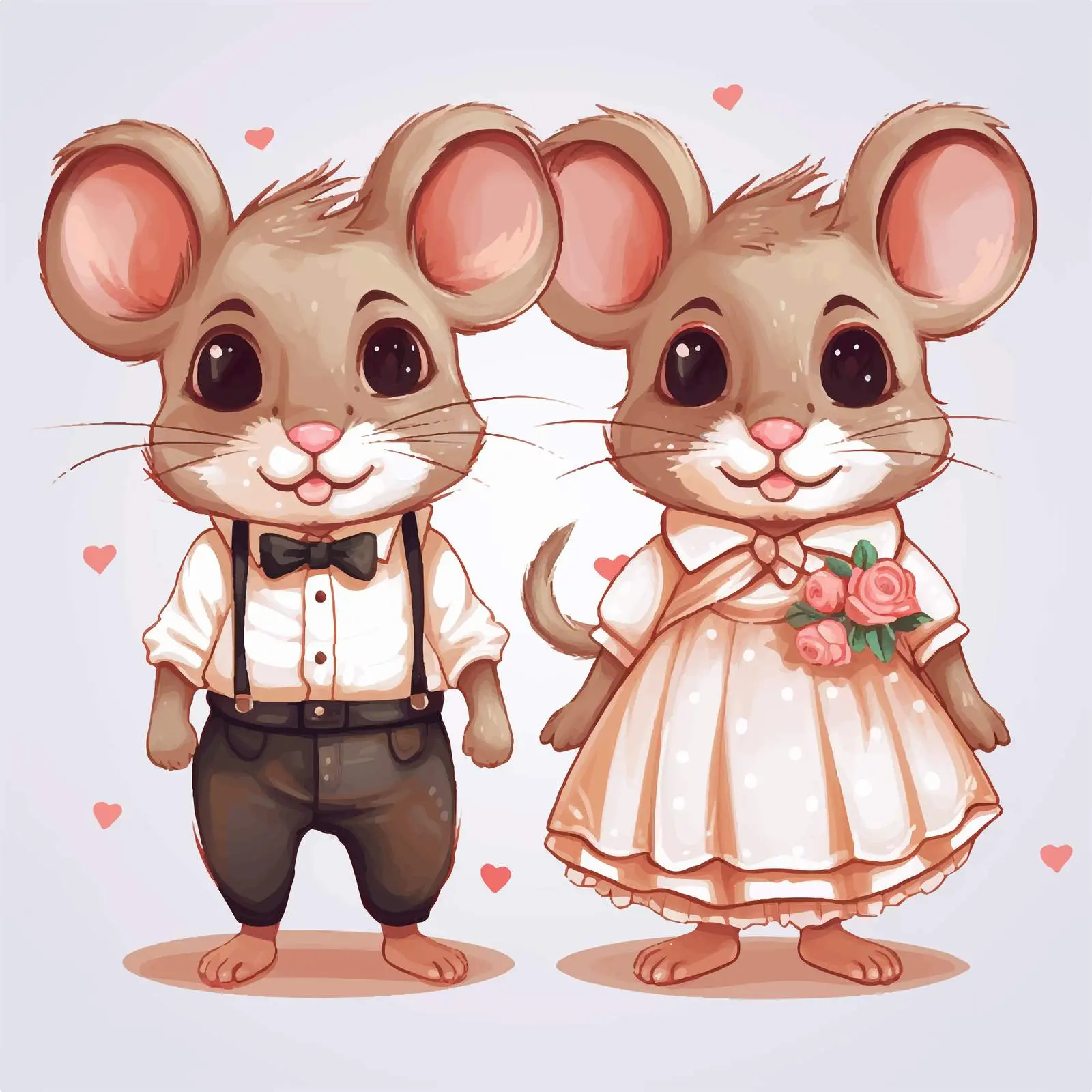 Adorable Cartoon Couple Mice Vector Illustration — free download from Dotvec