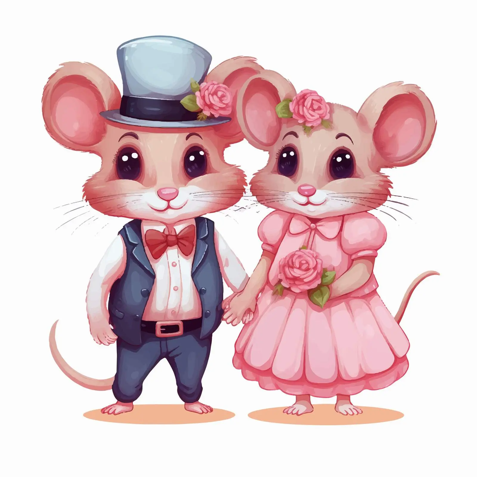 Adorable Cartoon Couple Mice Illustration — free download from Dotvec