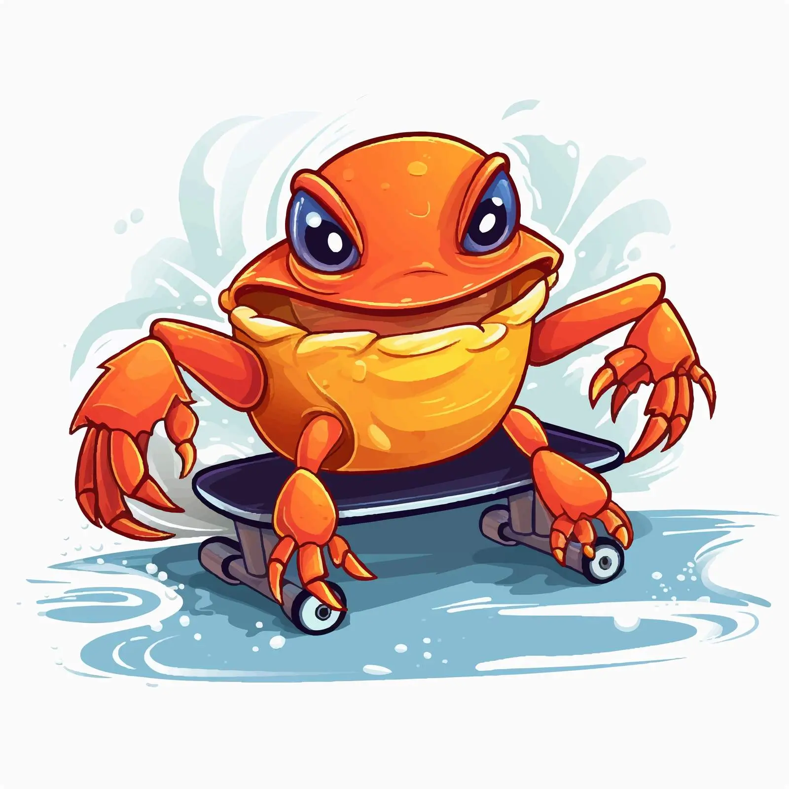 Cute Crab Cartoon Character Skateboarding Illustration – free oar image from Dotvec