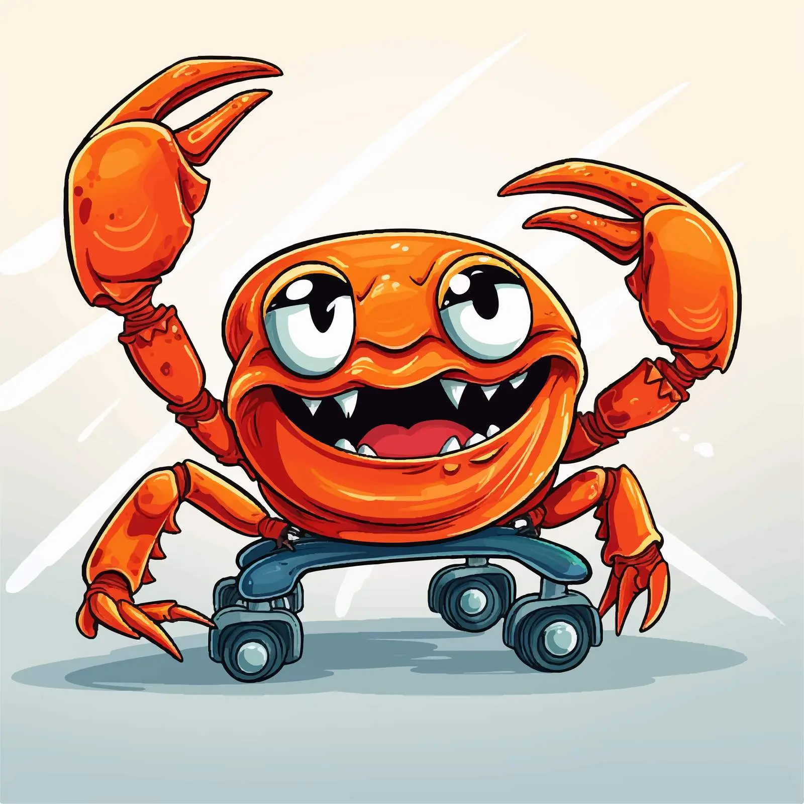 Cute Cartoon Crab Skateboarding Illustration — free download from Dotvec