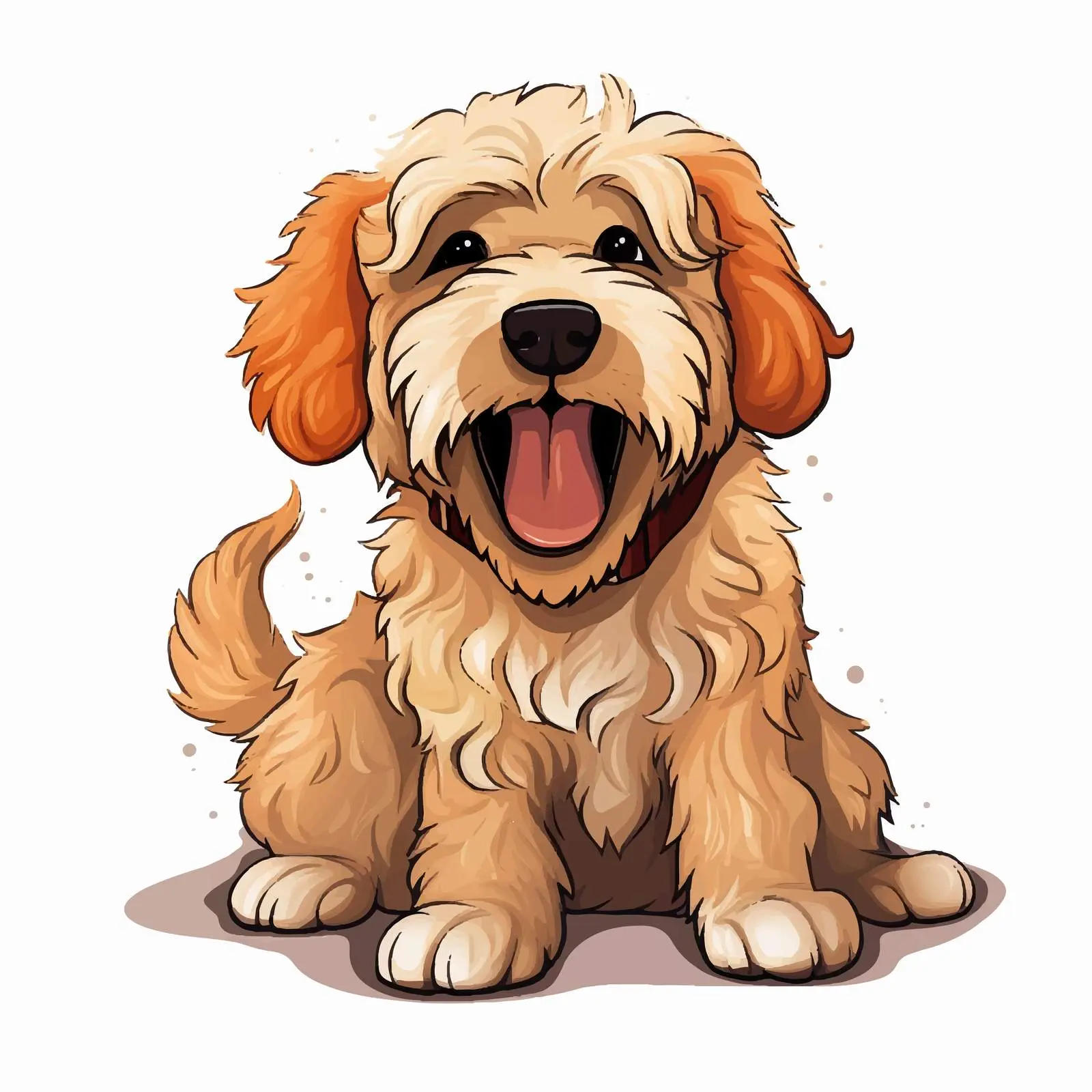 Adorable Curly Goldendoodle Dog Illustration — free download from Dotvec