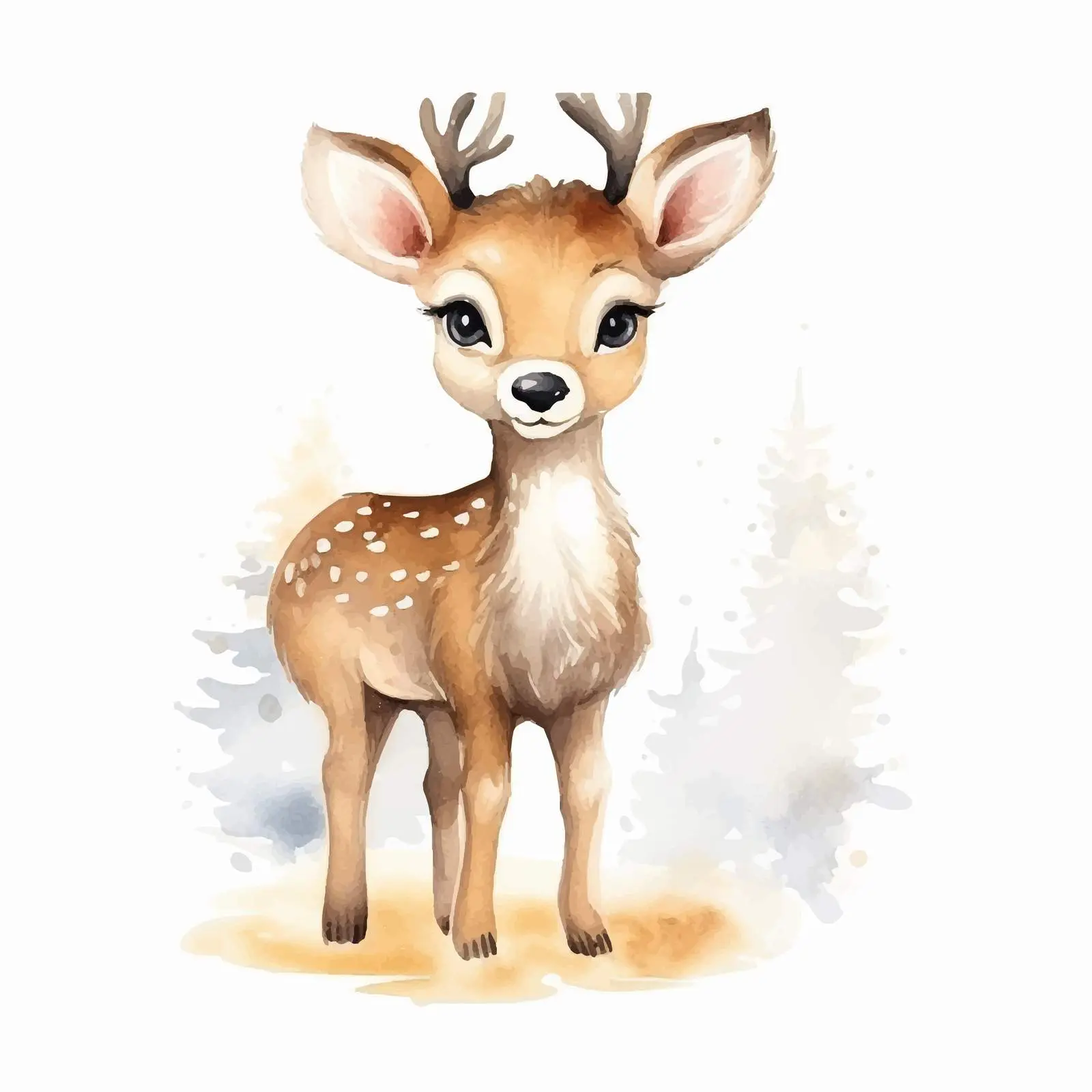Cute Watercolor Deer on Isolated Background – free forest animals image from Dotvec