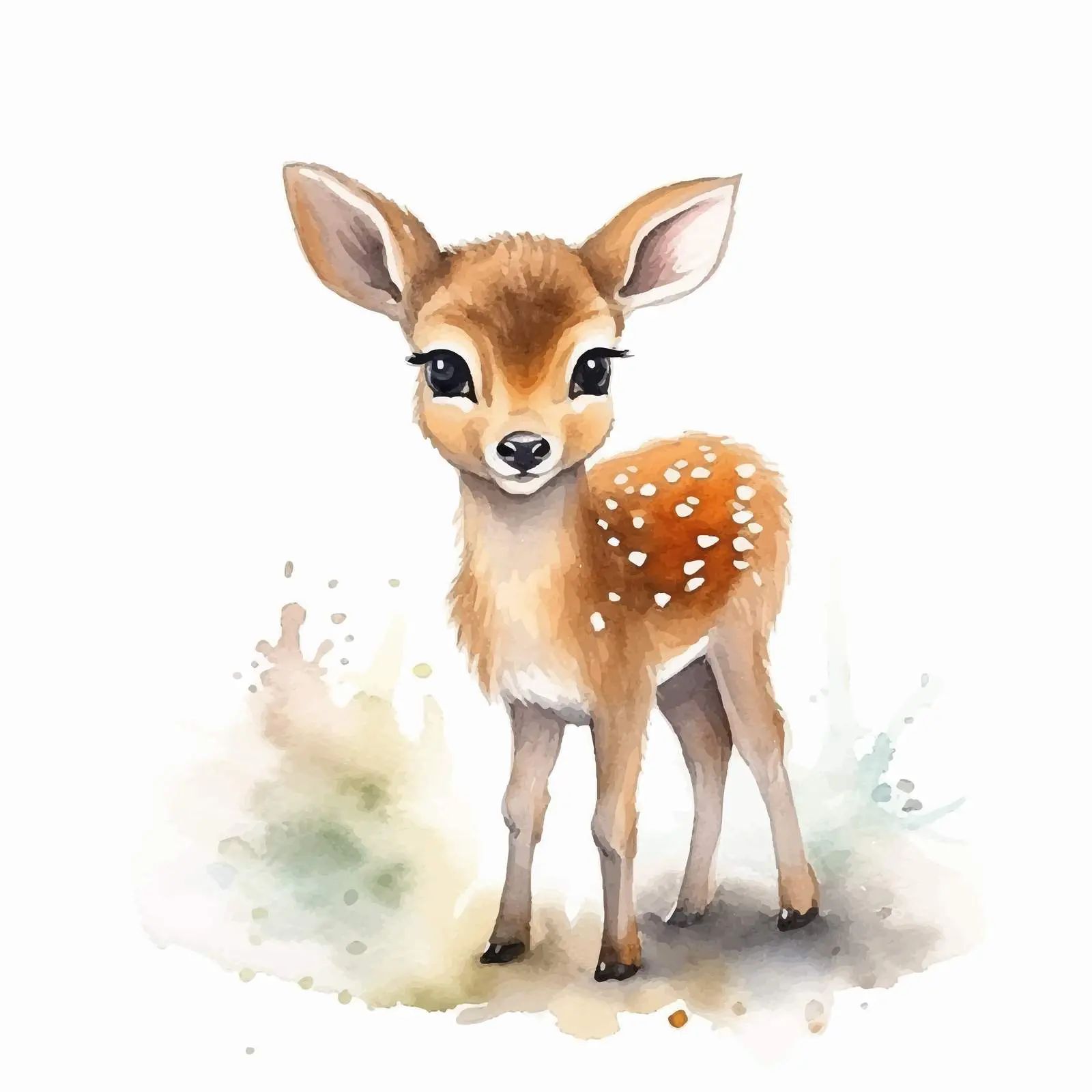 Cute Watercolor Deer Illustration on Isolated Background – free wild animals image from Dotvec