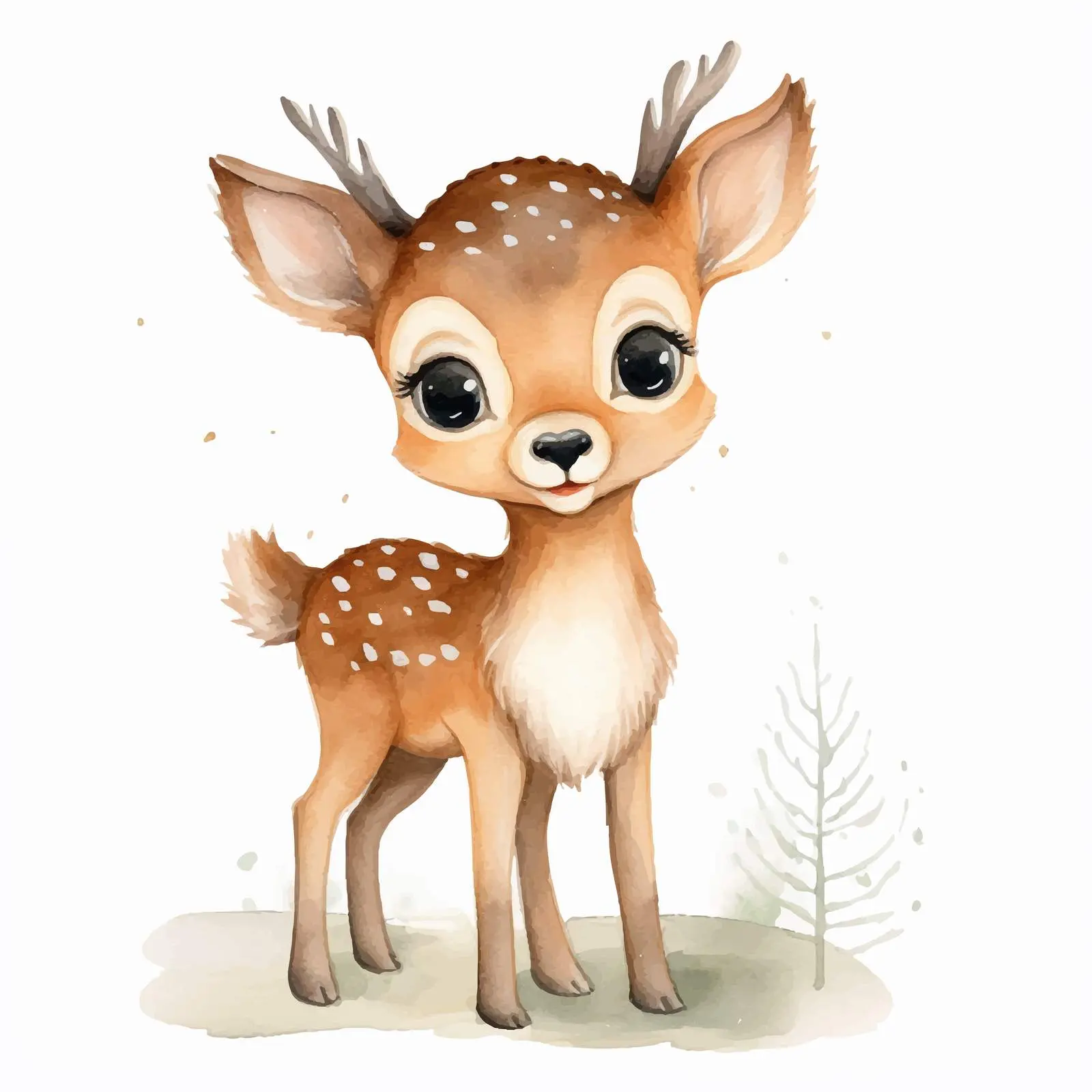 Cute Watercolor Deer Illustration on White Background — free download from Dotvec