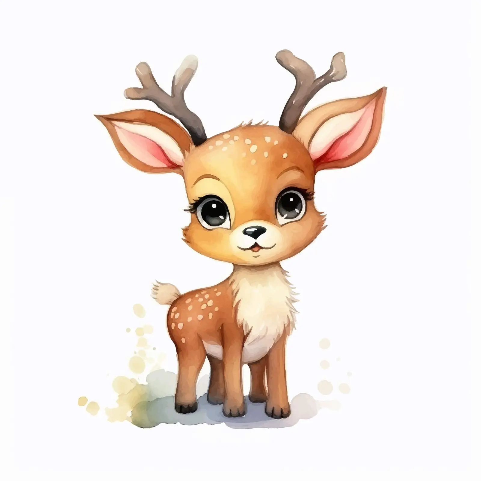 Cute Watercolor Deer on Isolated Background – free forest vector image from Dotvec