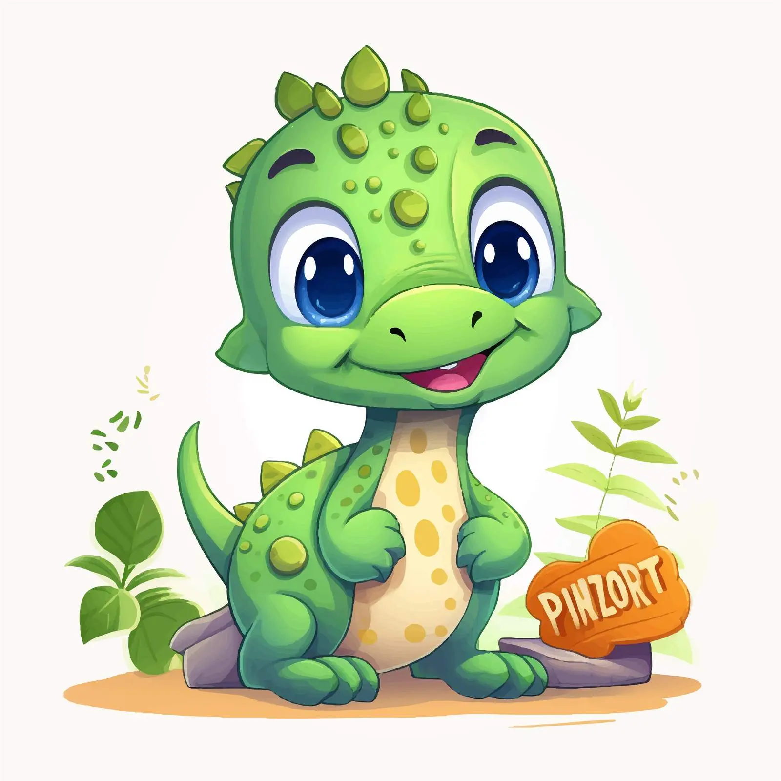 Cute Dinosaur Cartoon Character with Banner — free download from Dotvec