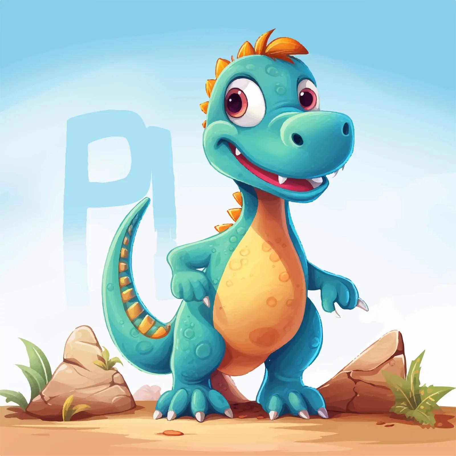Adorable Dinosaur Cartoon Character with Cute Font Banner — free download from Dotvec