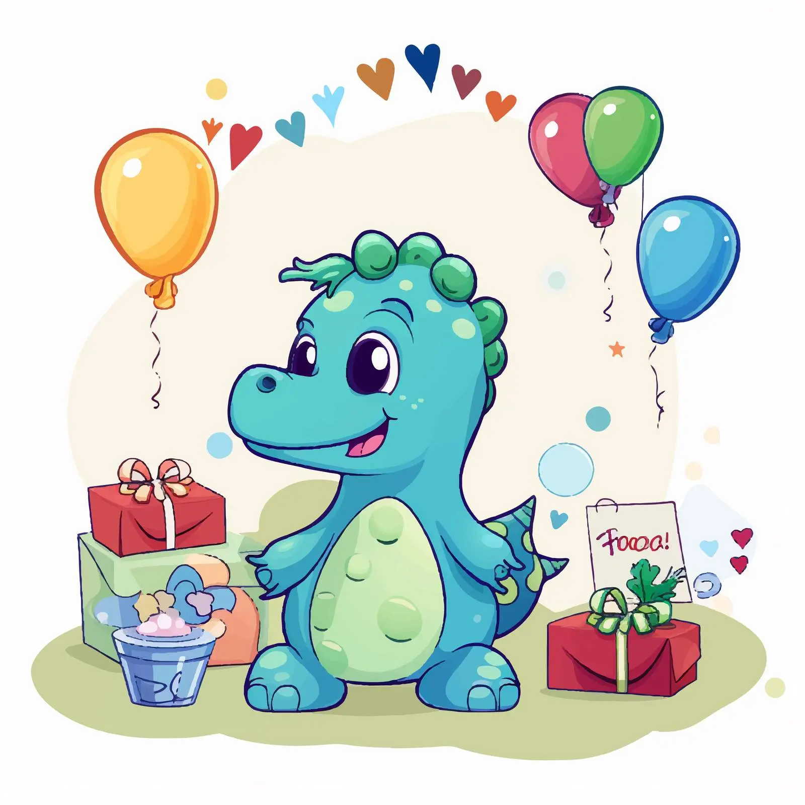 Cute Dinosaur Birthday Gifts with Balloons – free dinosaur theme image from Dotvec
