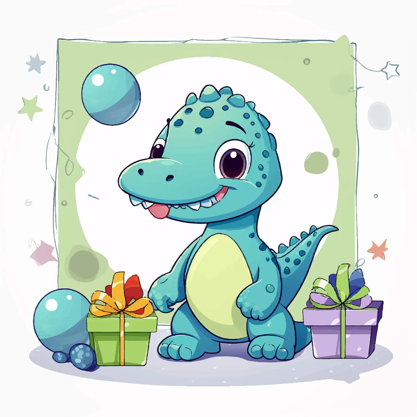 Cute Dinosaur Birthday Celebration Vector Art – free cartoon characters image from Dotvec