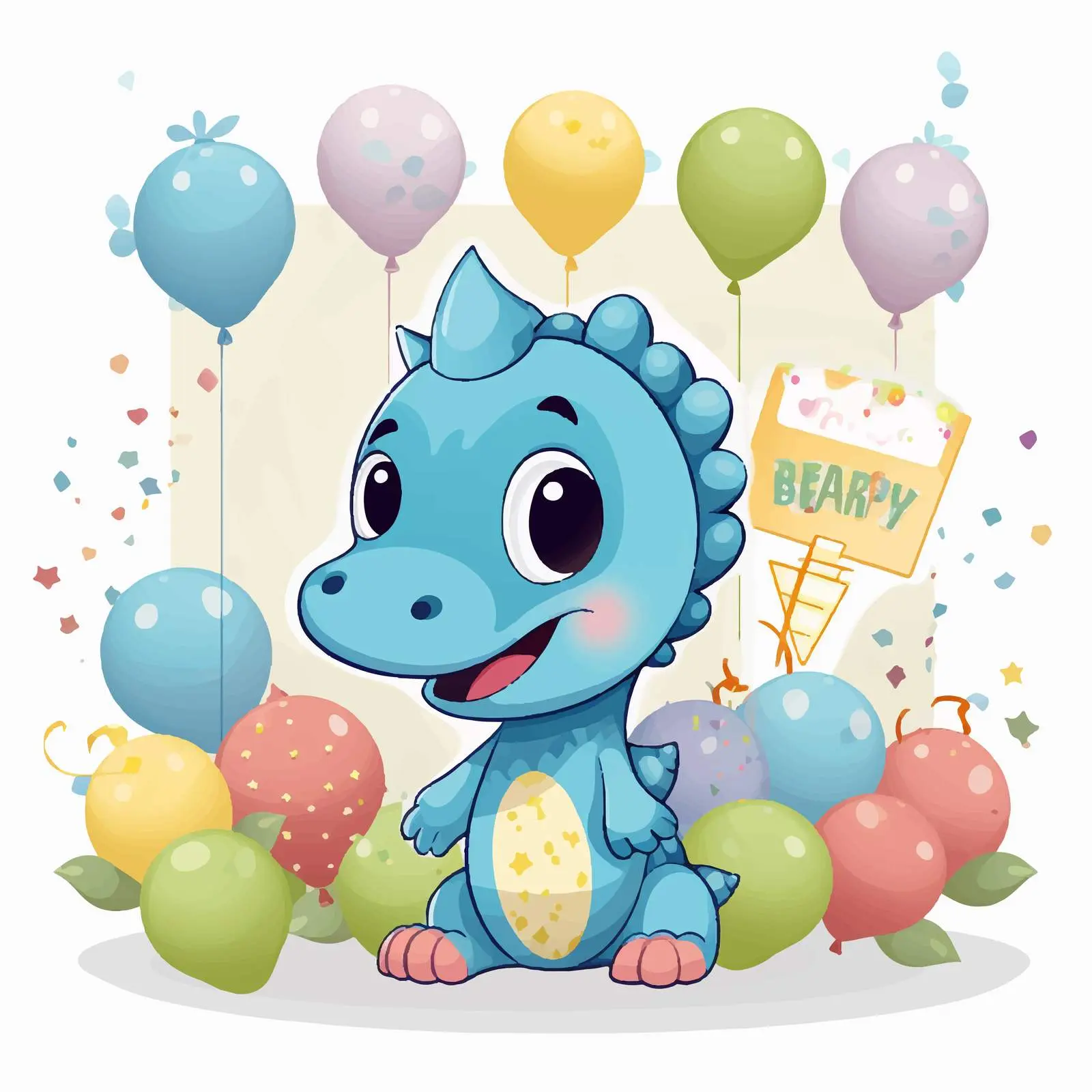 Cute Dinosaur Birthday Vector with Balloons — free download from Dotvec