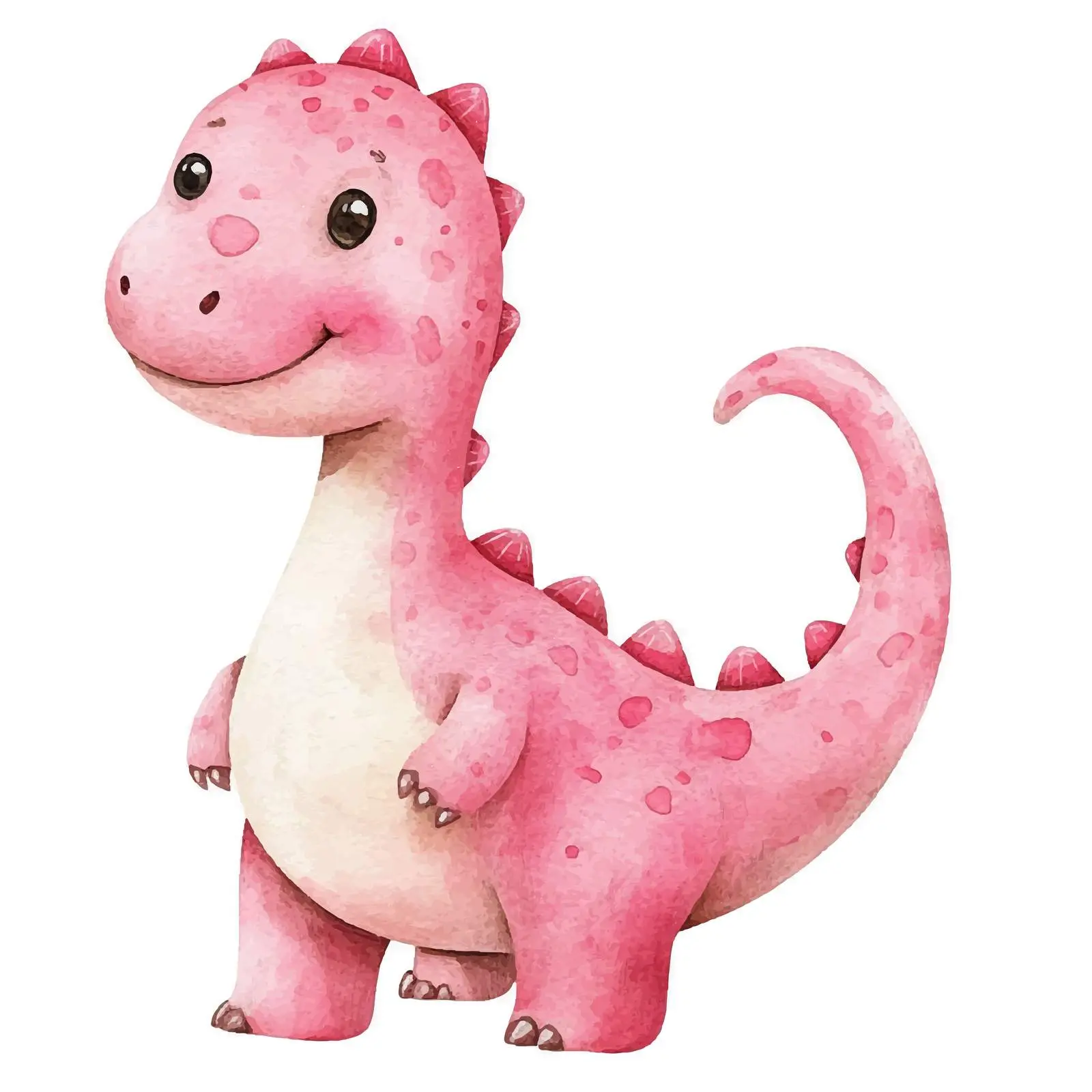 Cute Pink Dinosaur Watercolor Vector Illustration – free dinosaur theme image from Dotvec