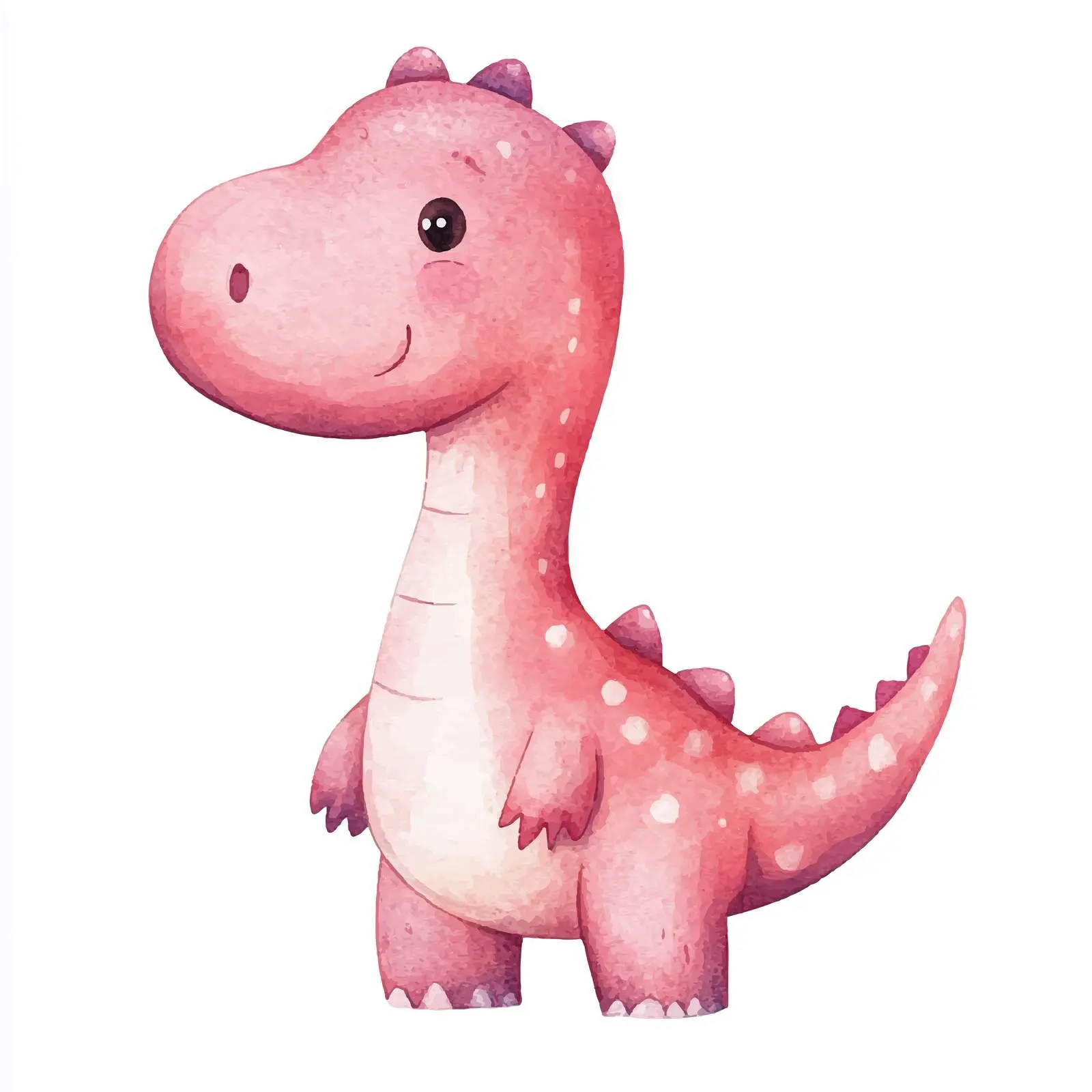 Cute Pink Dinosaur Watercolor Illustration – free illustration design image from Dotvec
