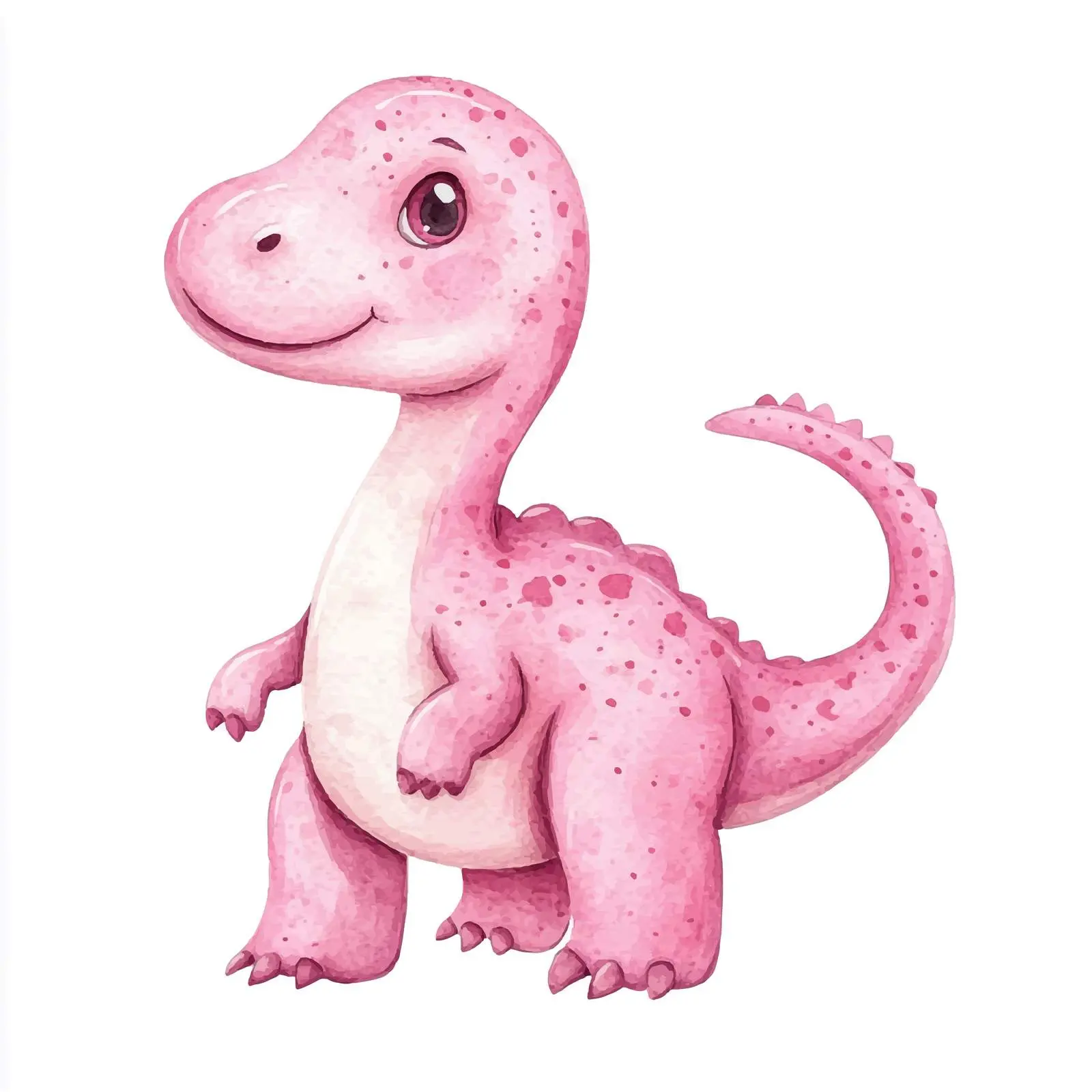 Cute Pink Watercolor Dinosaur Illustration – free dinosaur theme image from Dotvec