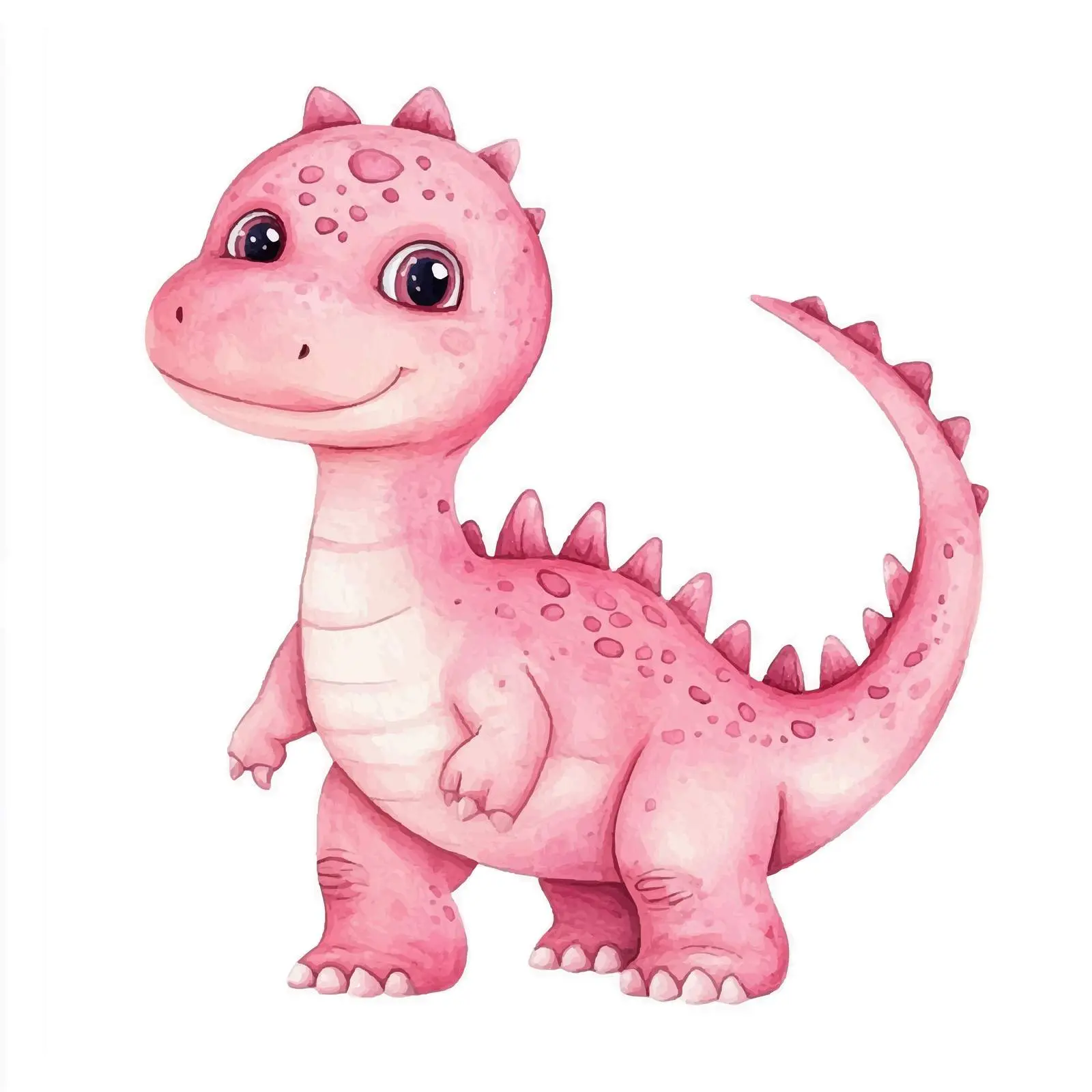 Cute Pink Dinosaur Watercolor Illustration – free dinosaur theme image from Dotvec