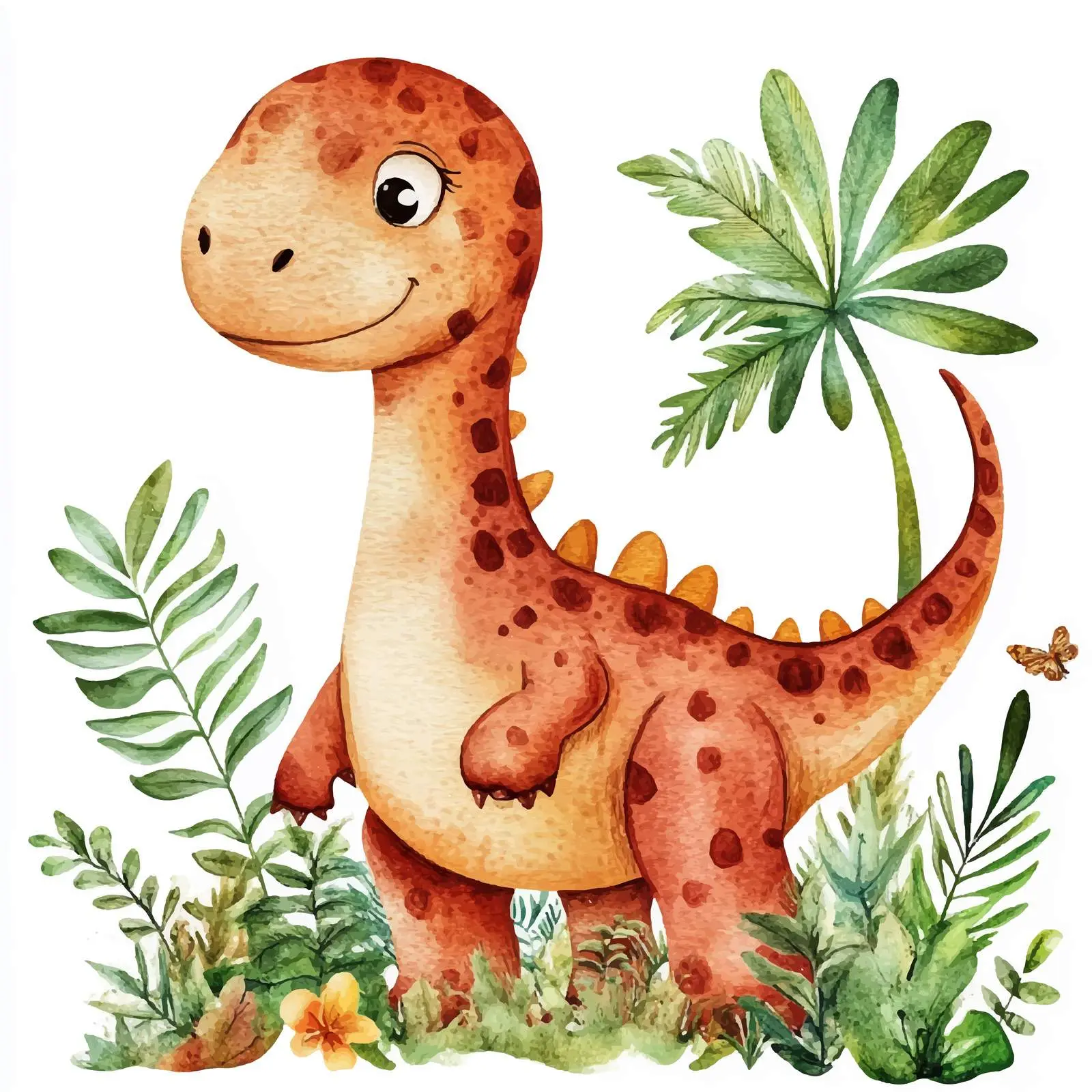 Cute Dinosaurs with Tropical Leaves Design – free tropical design image from Dotvec