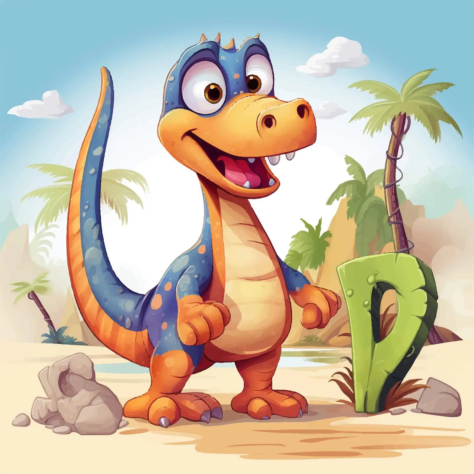 Adorable Cartoon Dinosaurs with Unique Fonts — free download from Dotvec