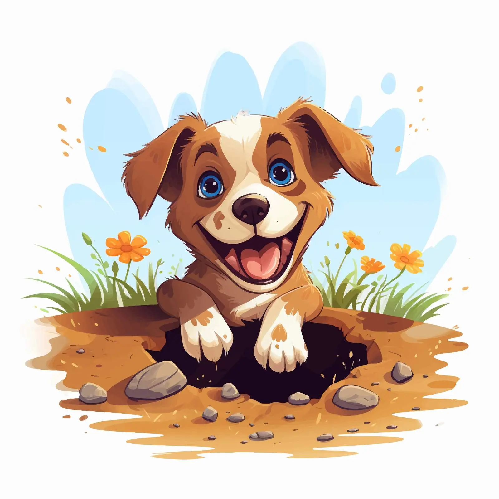 Funny Puppy Digging a Hole — free download from Dotvec