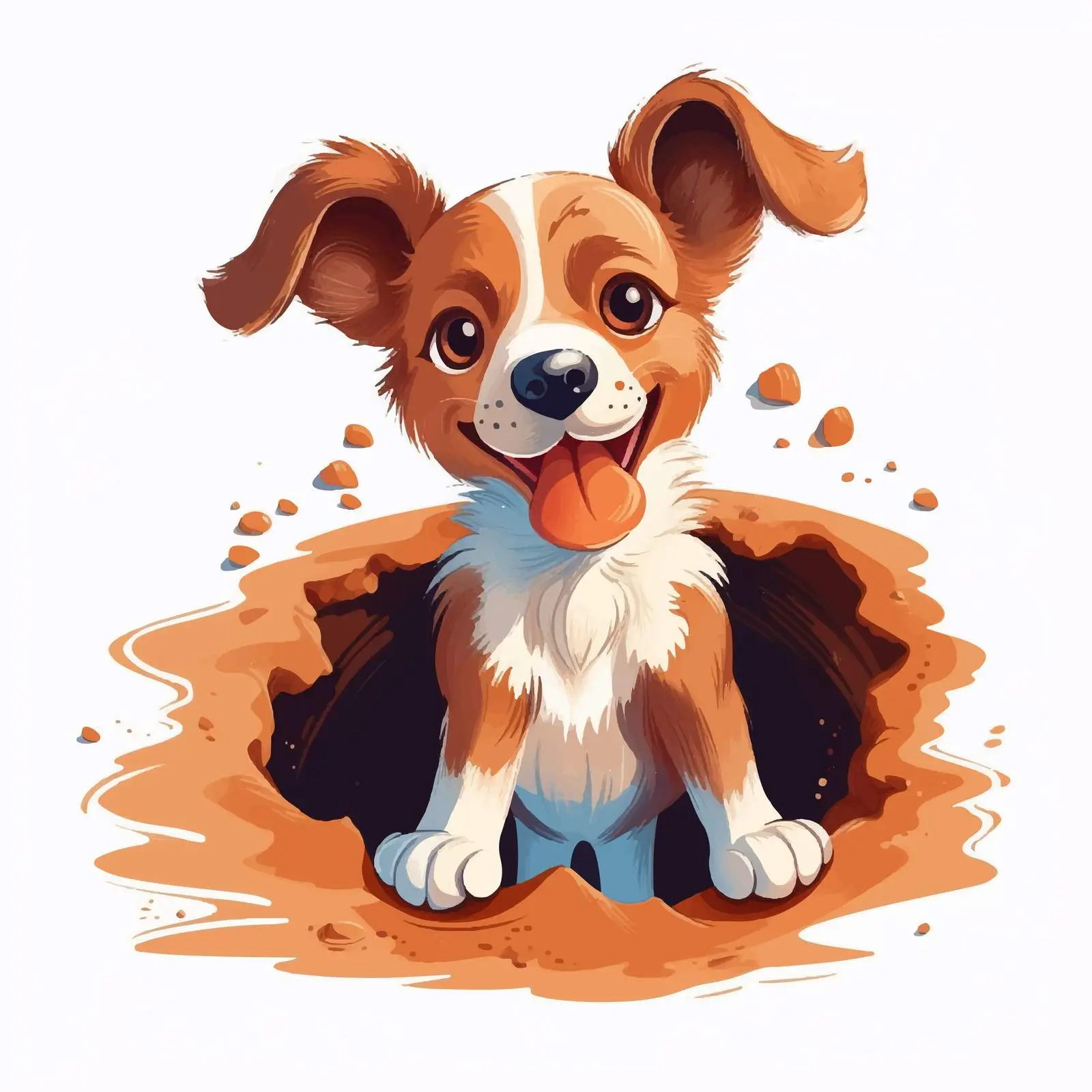 Cute Puppy Digging a Hole Illustration — free download from Dotvec