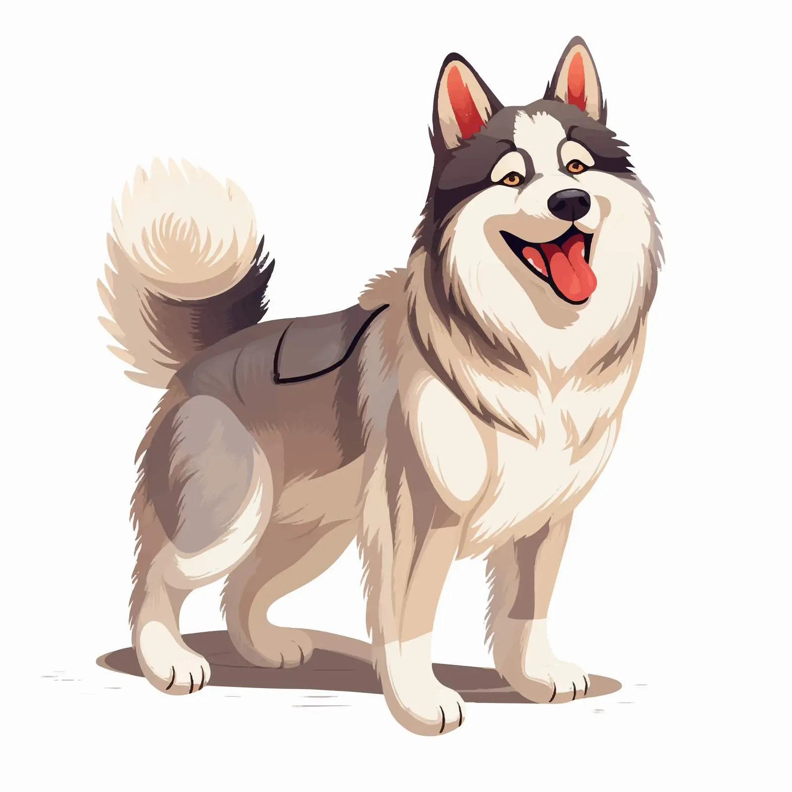 Cute Alaskan Malamute Dog Standing Illustration – free dog graphic image from Dotvec