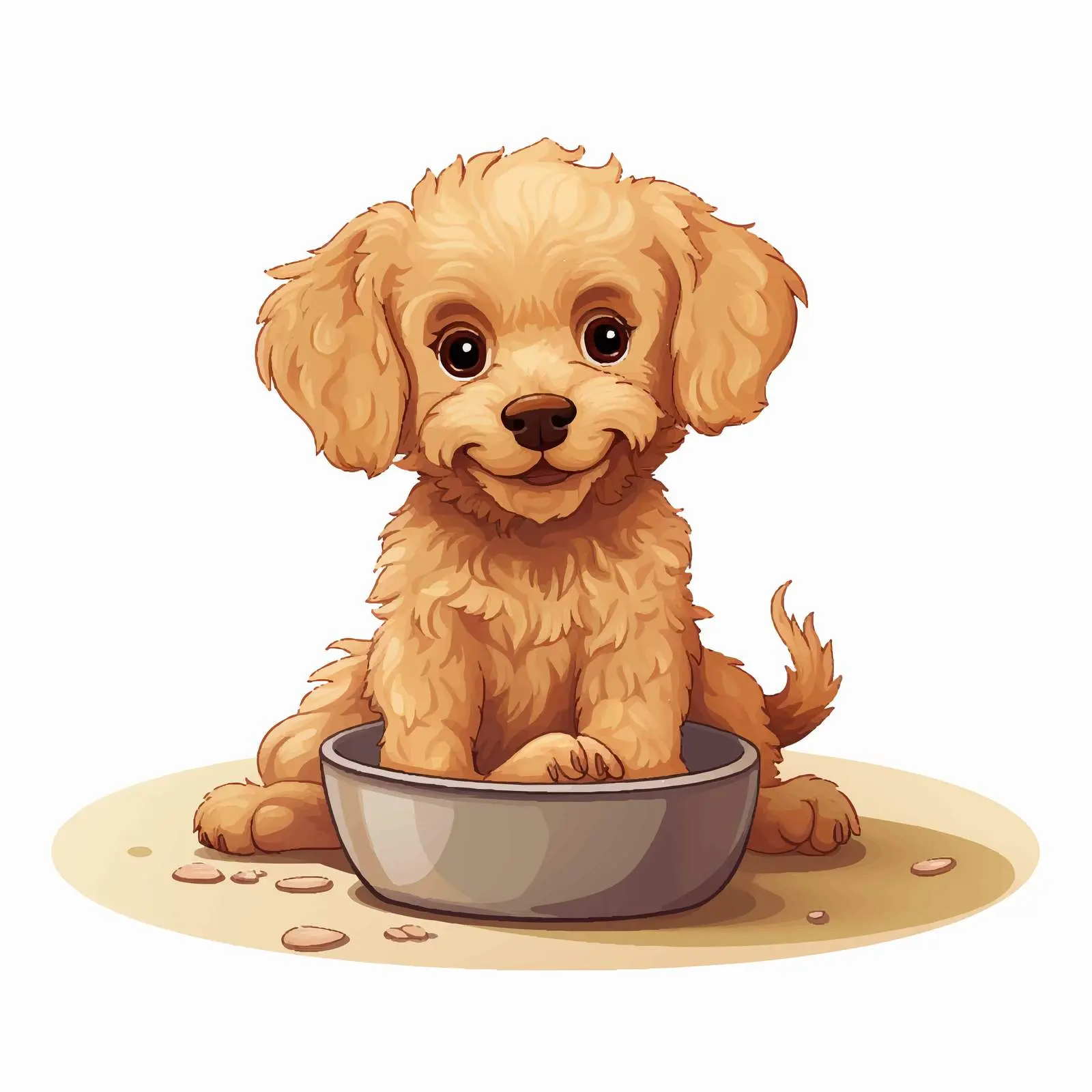 Toy Poodle Awaiting Food by Dog Bowl — free download from Dotvec