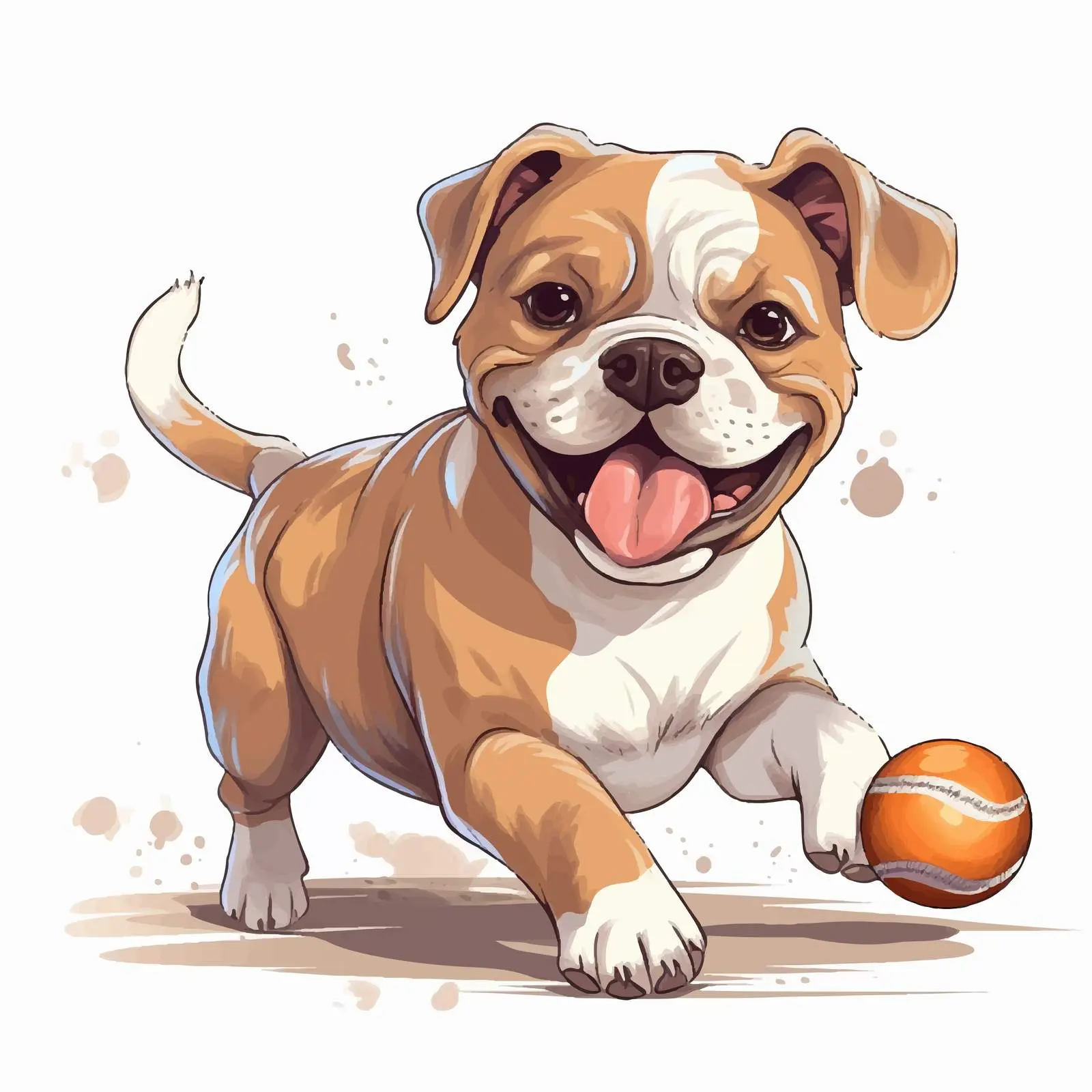 Playful English Bulldog Puppy with Ball – free bulldog image from Dotvec