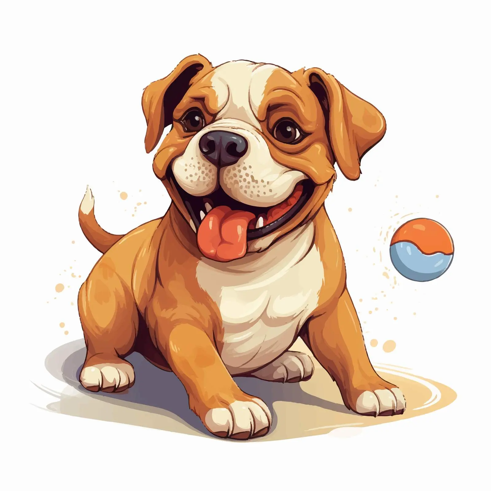 Funny English Bulldog Playing with Ball — free download from Dotvec