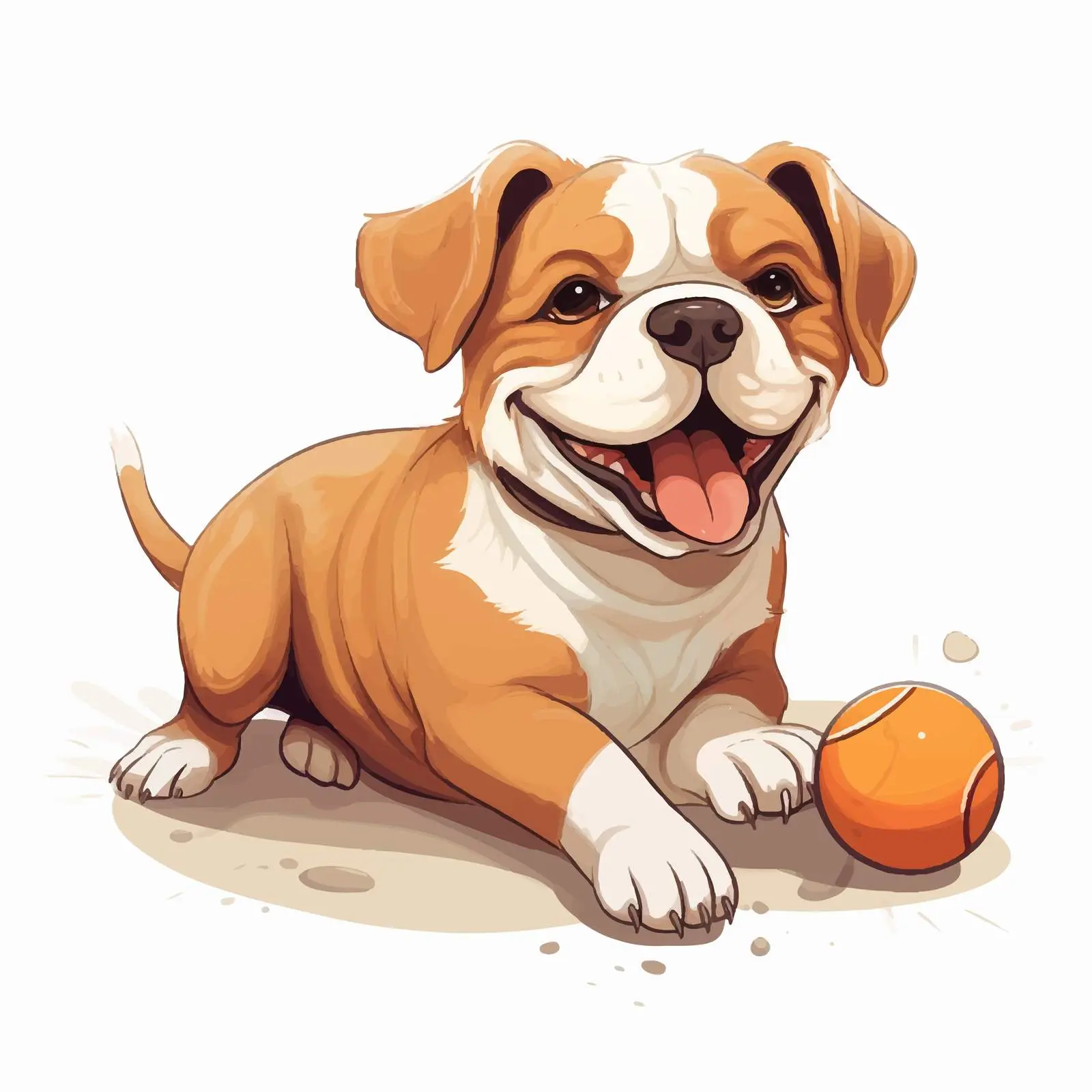 English Bulldog Puppy Playing with Ball – free bulldog image from Dotvec