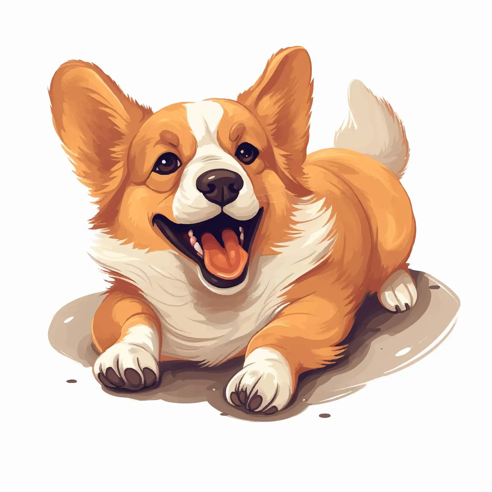 Happy Corgi Puppy Playing with Ball — free download from Dotvec