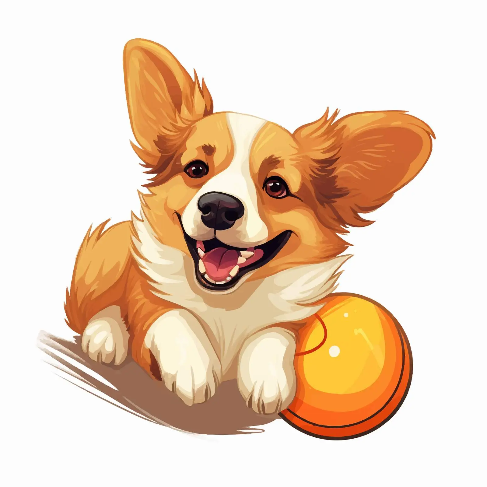 Happy Corgi Puppy Playing with Ball — free download from Dotvec