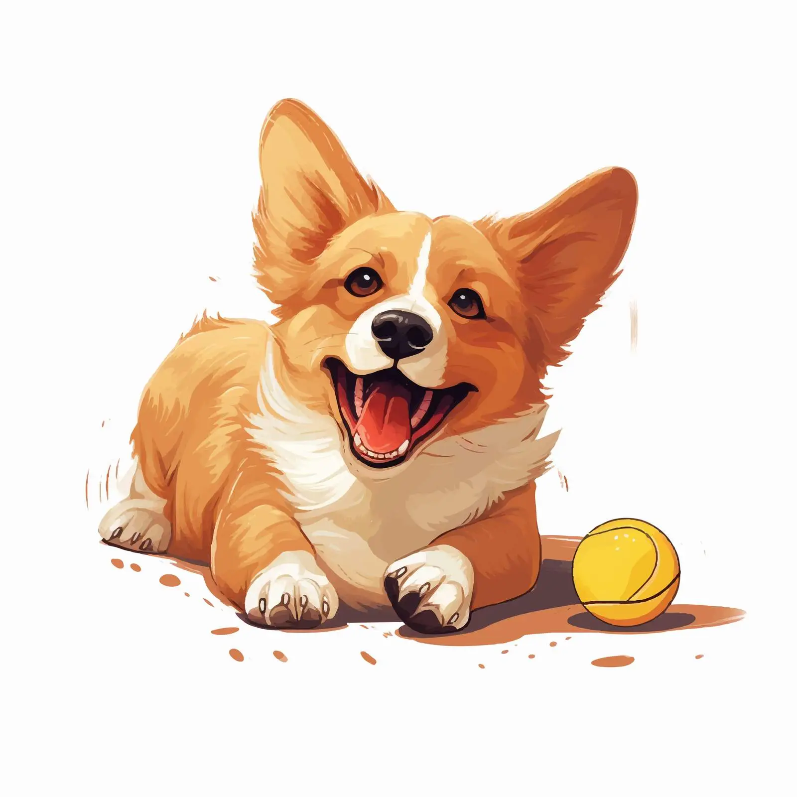 Happy Corgi Puppy Playing with Ball — free download from Dotvec