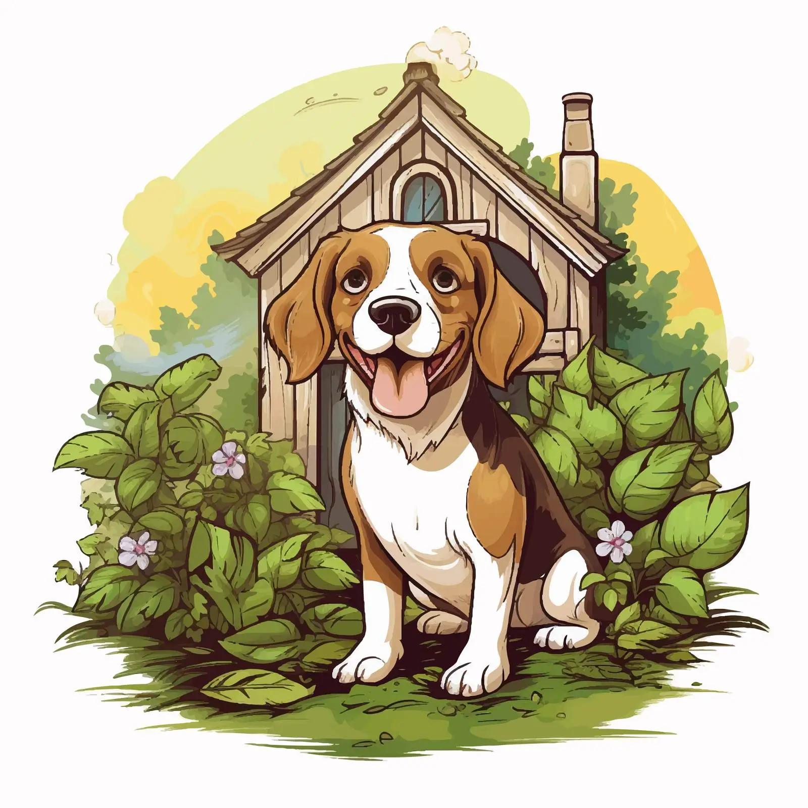 Cute Dog by Its House Surrounded by Trees — free download from Dotvec