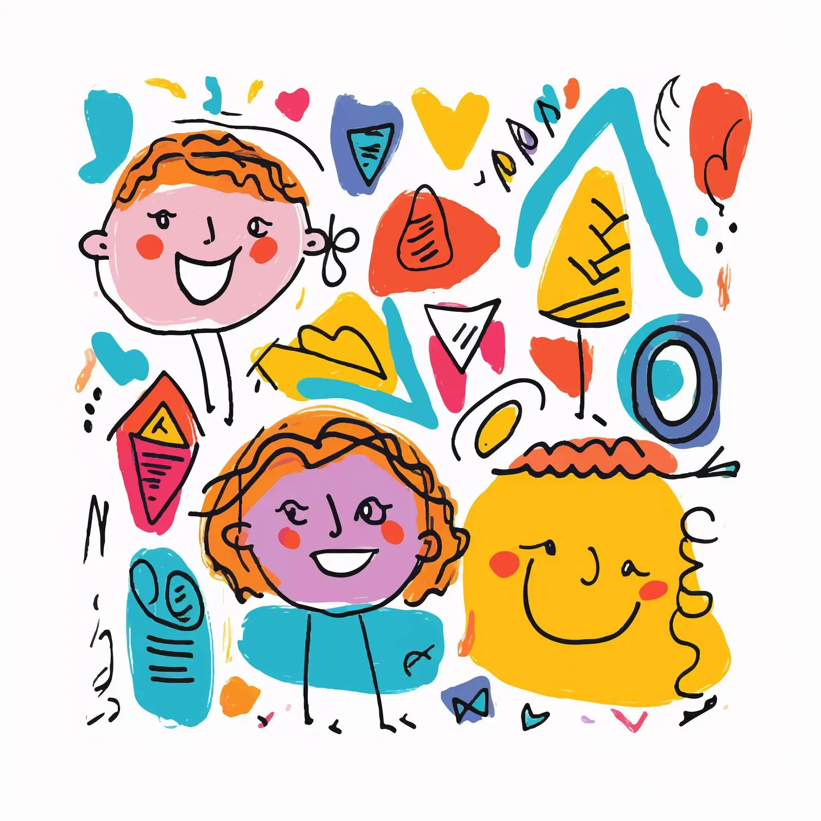 Funny Kids Doodle Style Card Design — free download from Dotvec