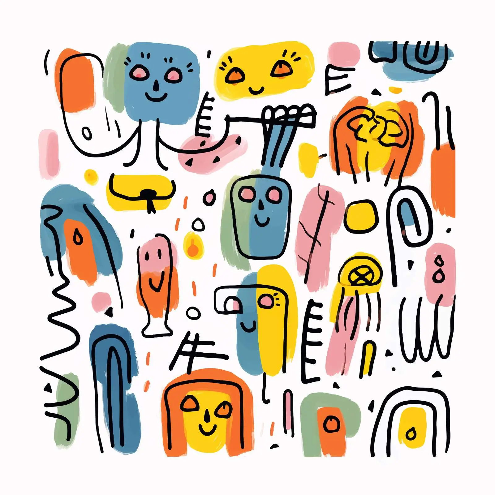 Cute Doodle Style Card Design with Kids Scribbles — free download from Dotvec