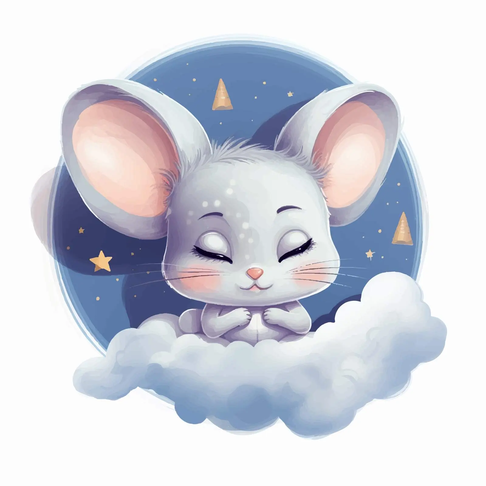 Cute Cartoon Baby Mouse Dreaming Illustration – free dreamy theme image from Dotvec