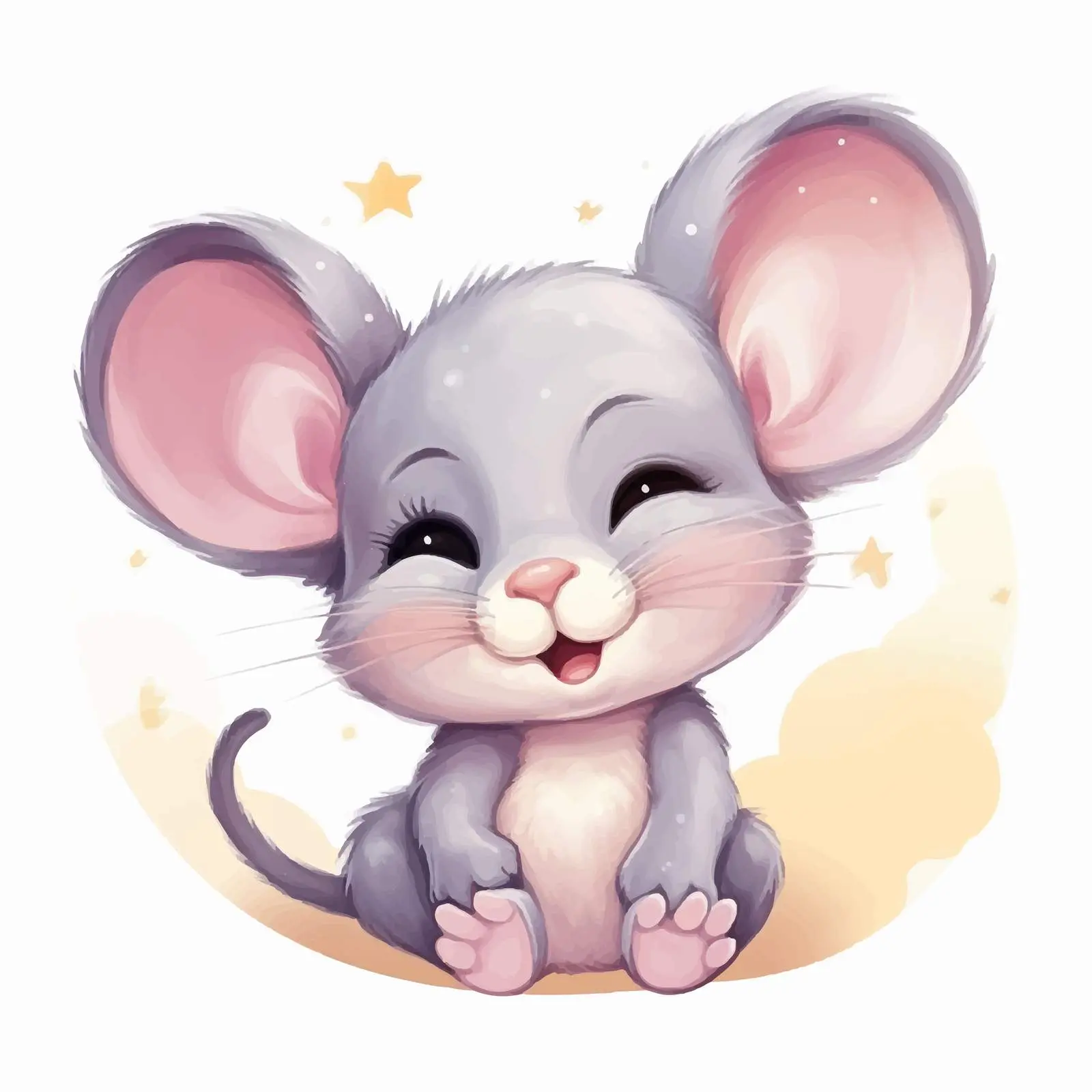 Cute Dreaming Cartoon Baby Mouse Illustration – free isolated illustration image from Dotvec