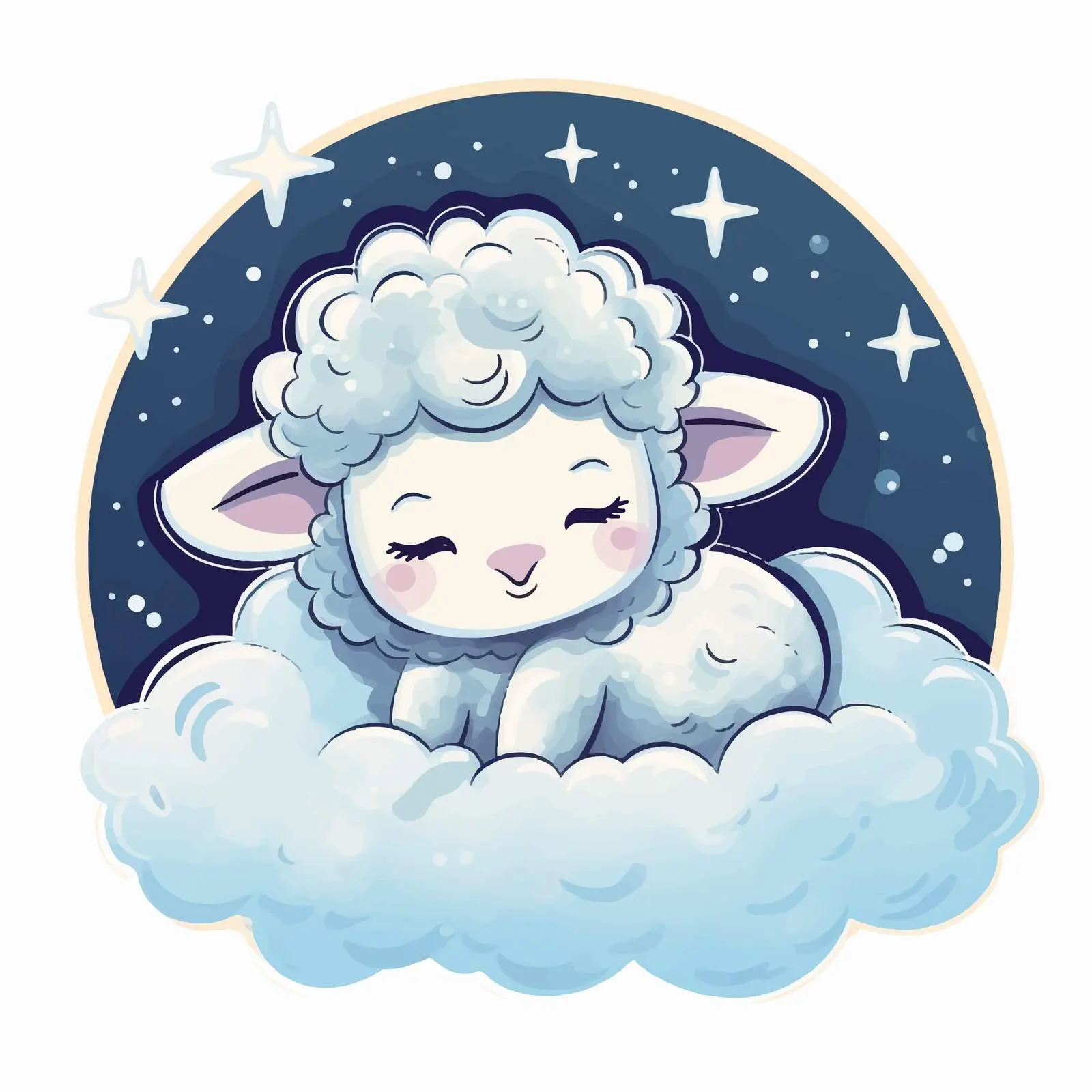 Cute Dreaming Cartoon Sheep Night Illustration — free download from Dotvec