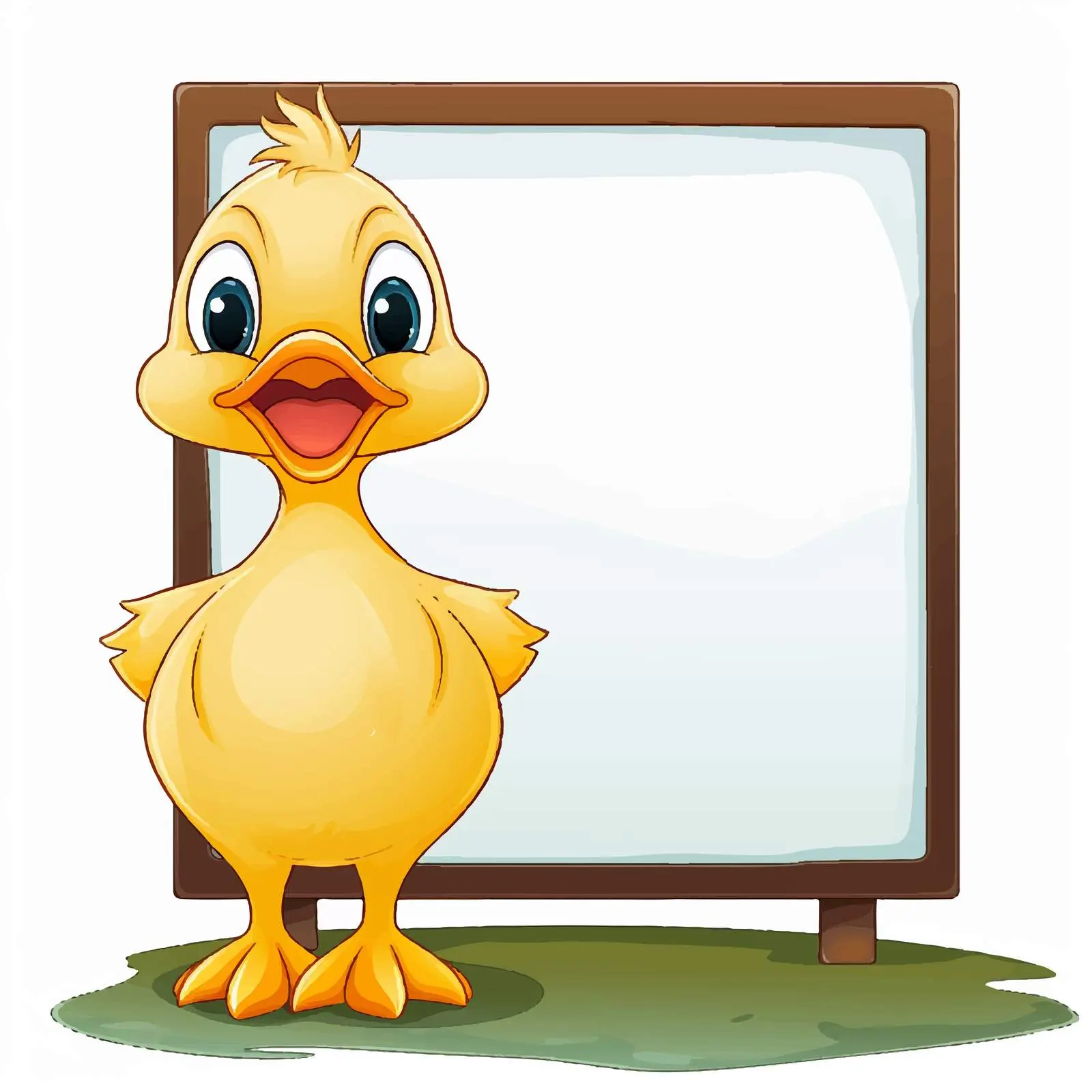 Cute Duckling Beside Blank Sign Vector — free download from Dotvec