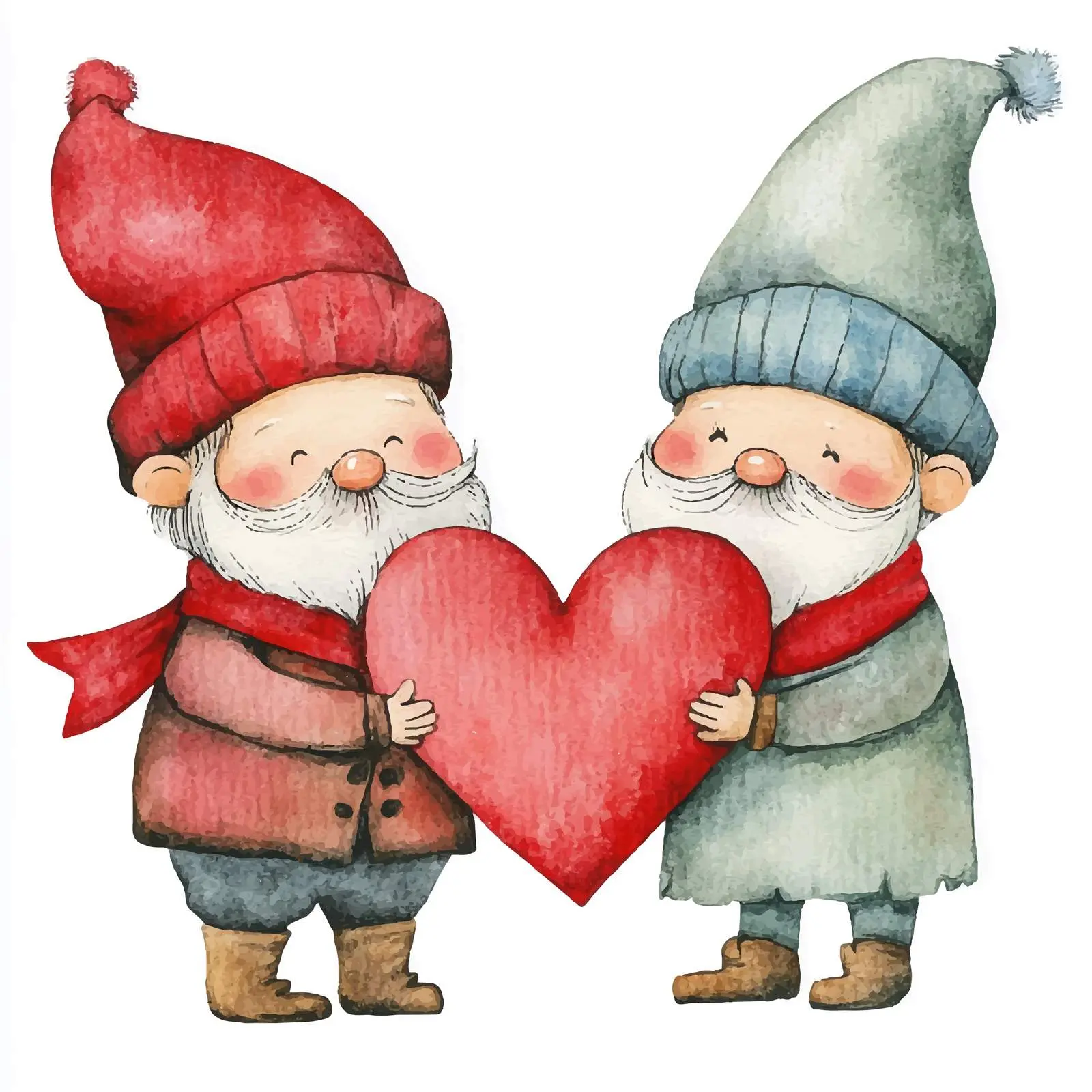 Couple of Cute Dwarfs with Heart Ribbon — free download from Dotvec