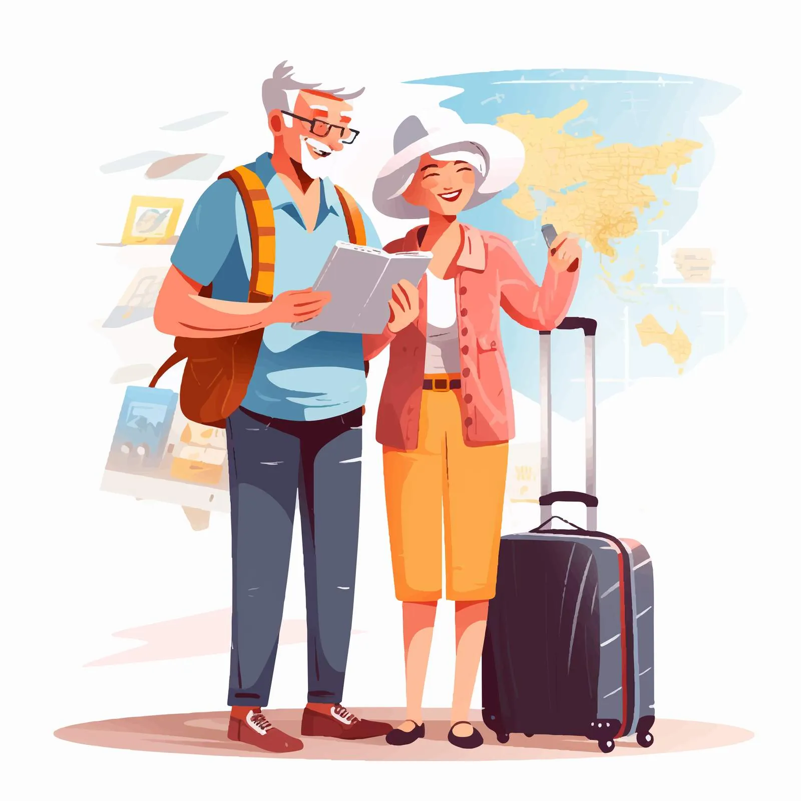 Elderly Couple Tourists at Airport — free download from Dotvec