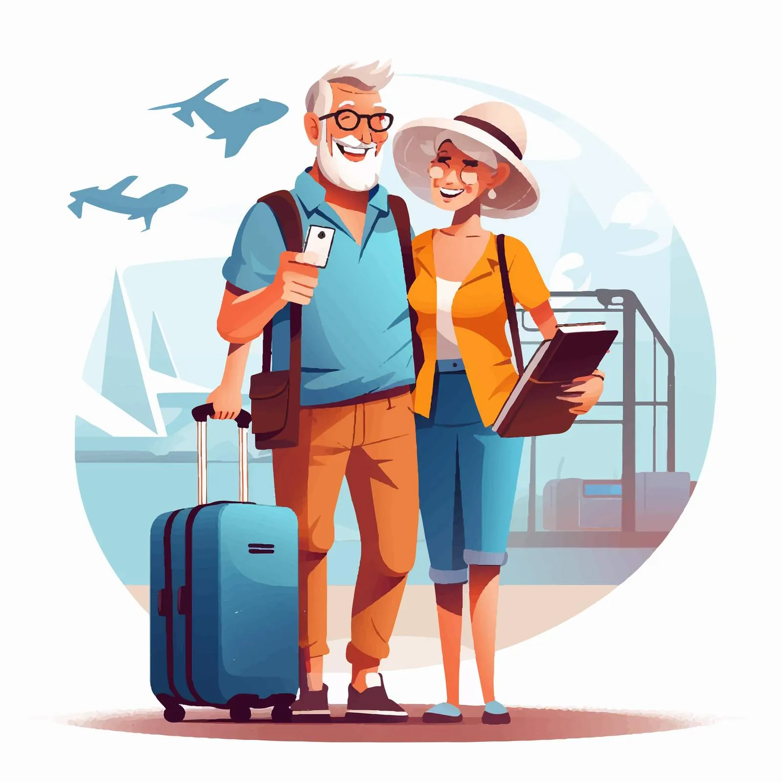 Charming Elderly Tourists at the Airport — free download from Dotvec