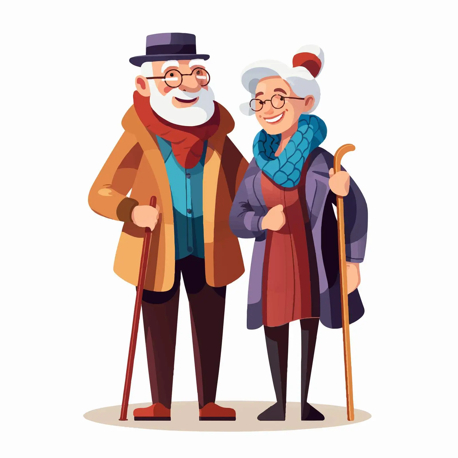 Cute Elderly Couple Vector Illustration – free old man image from Dotvec