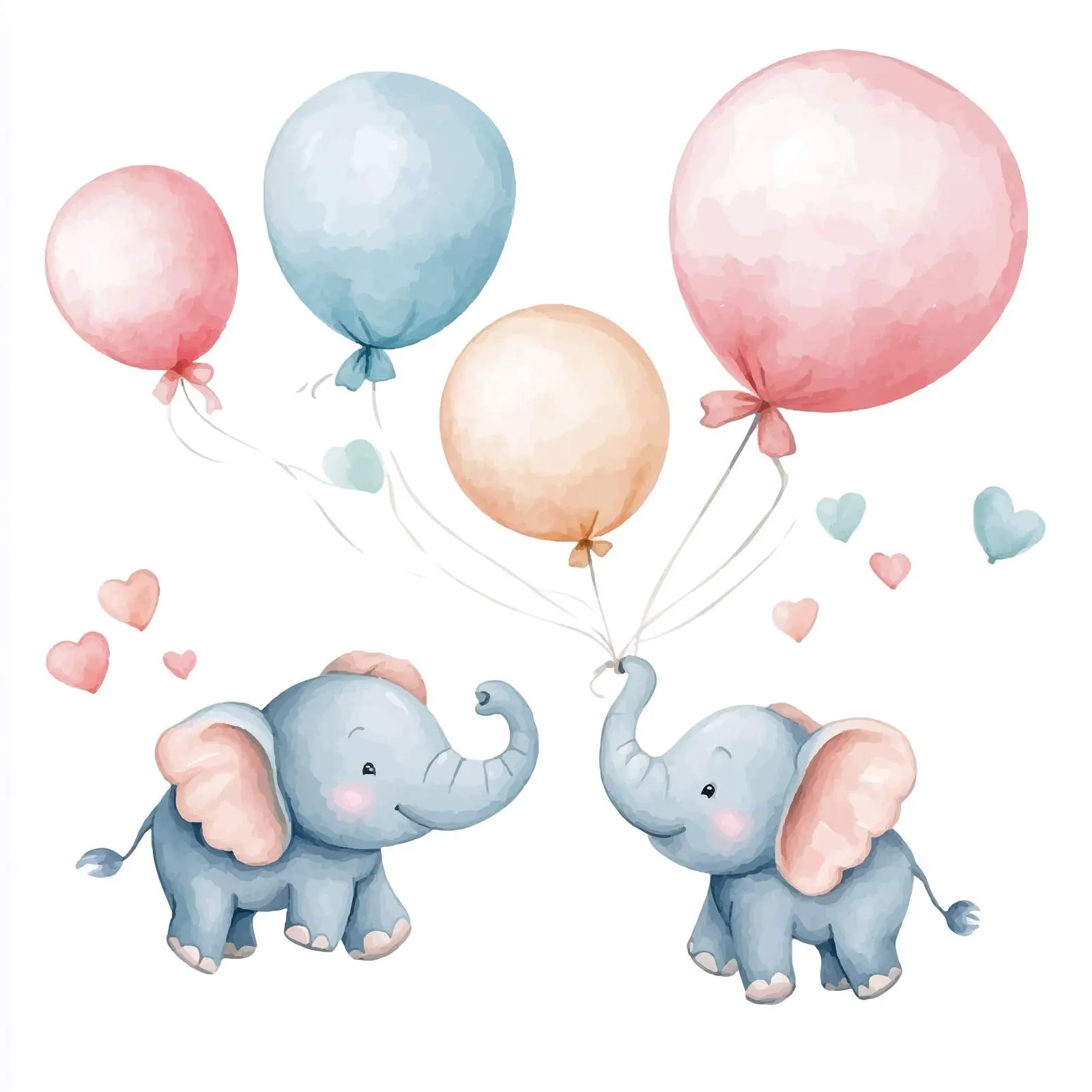 Cute Elephants Flying in Balloons — free download from Dotvec